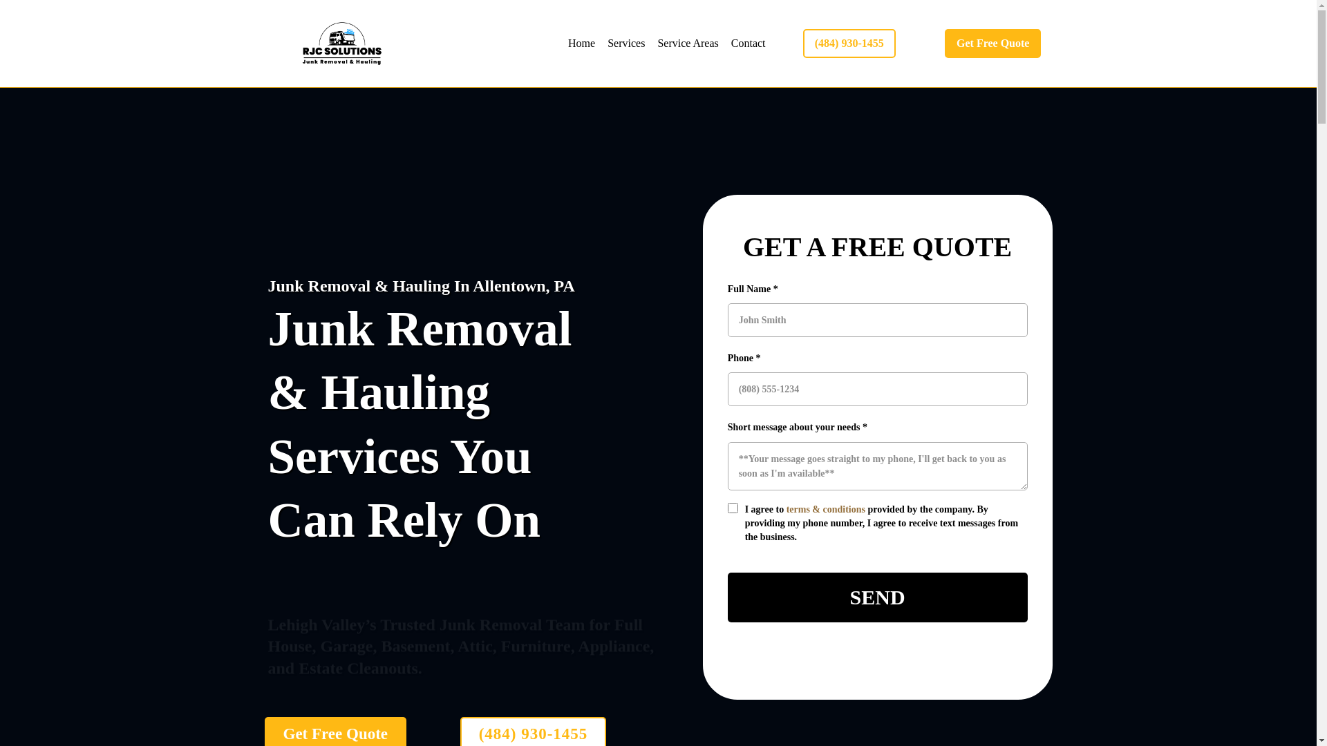 website screenshot of https://rjcjunksolutions.com/