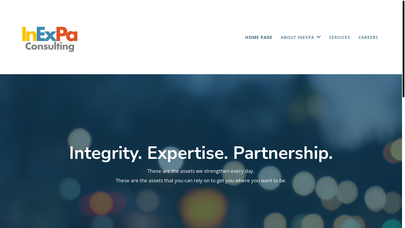 website screenshot of https://inexpaconsulting.com/