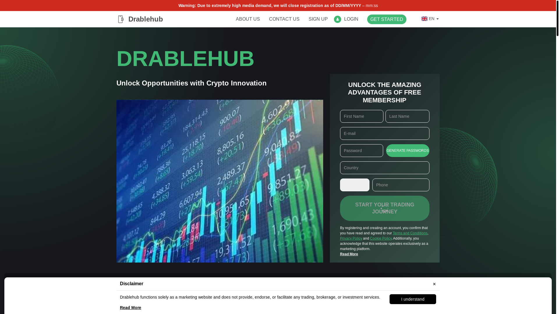 website screenshot of http://drablehub-platform.com/
