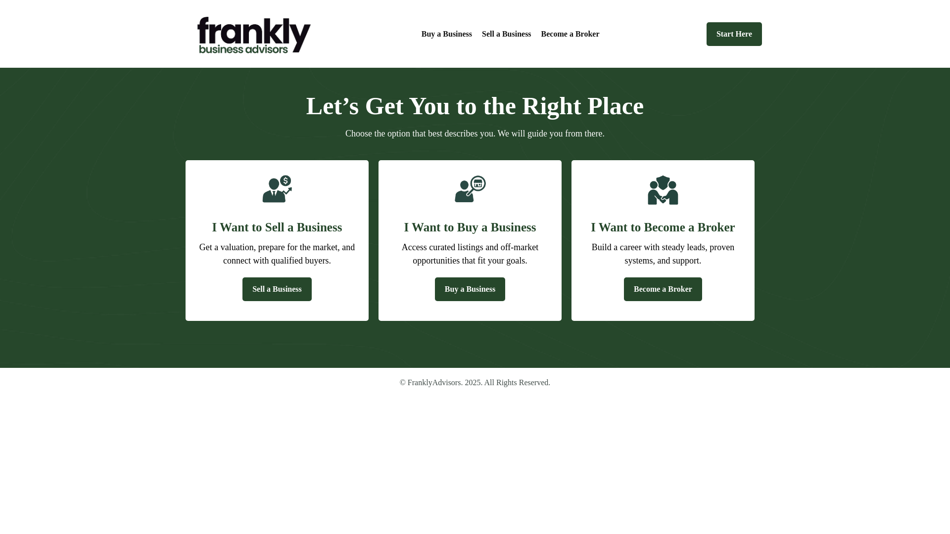 website screenshot of https://franklyadvisors.com/