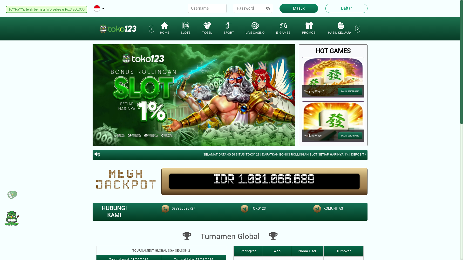 website screenshot of https://toko123-production.click/