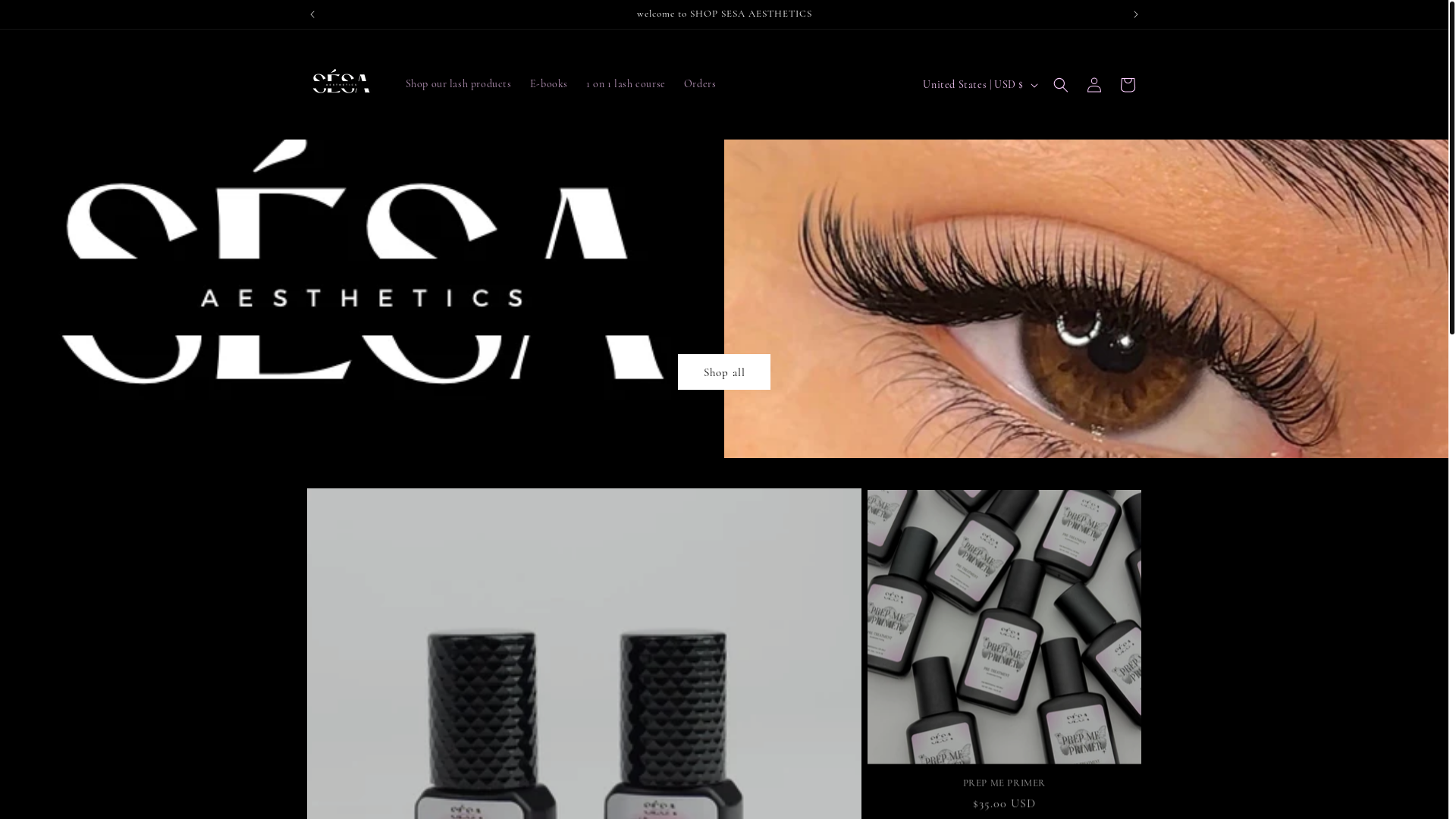 website screenshot of https://shopsesaaesthetics.com/