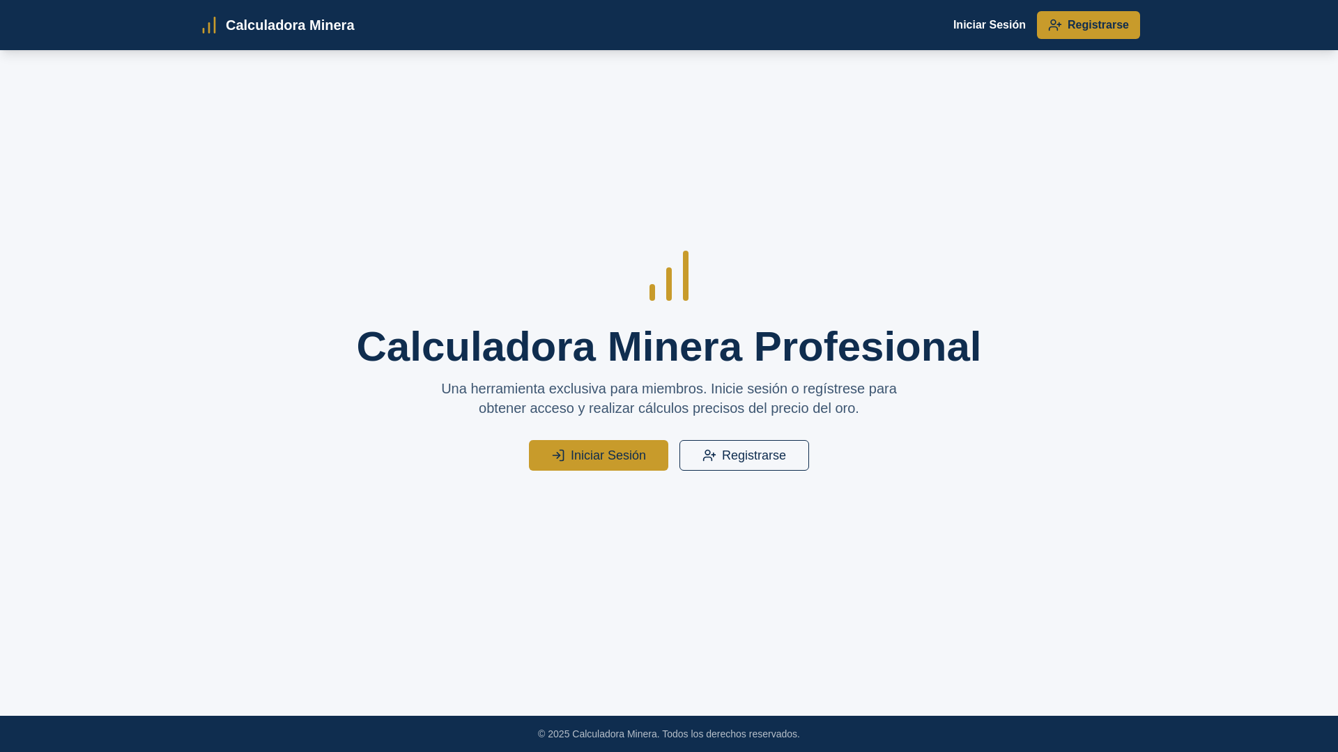 website screenshot of https://calculadoraminera.com/