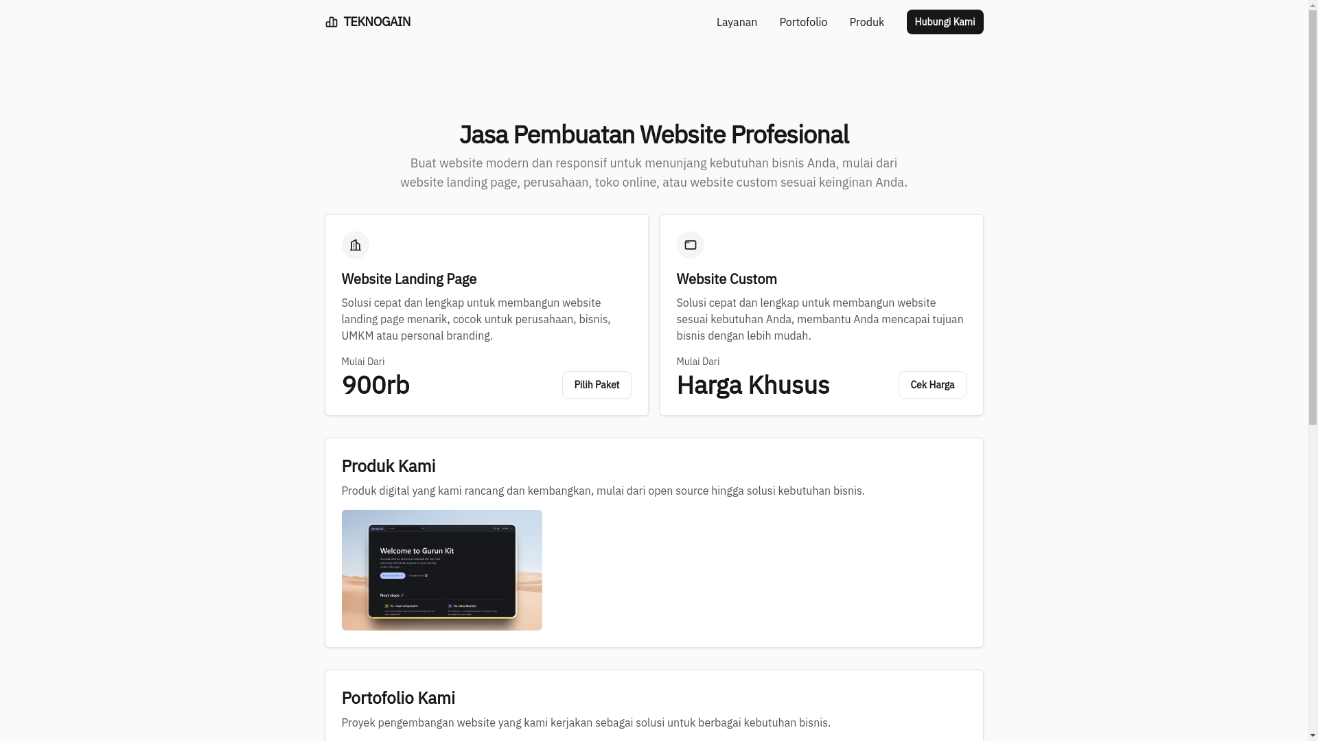 website screenshot of https://teknogain.pages.dev/