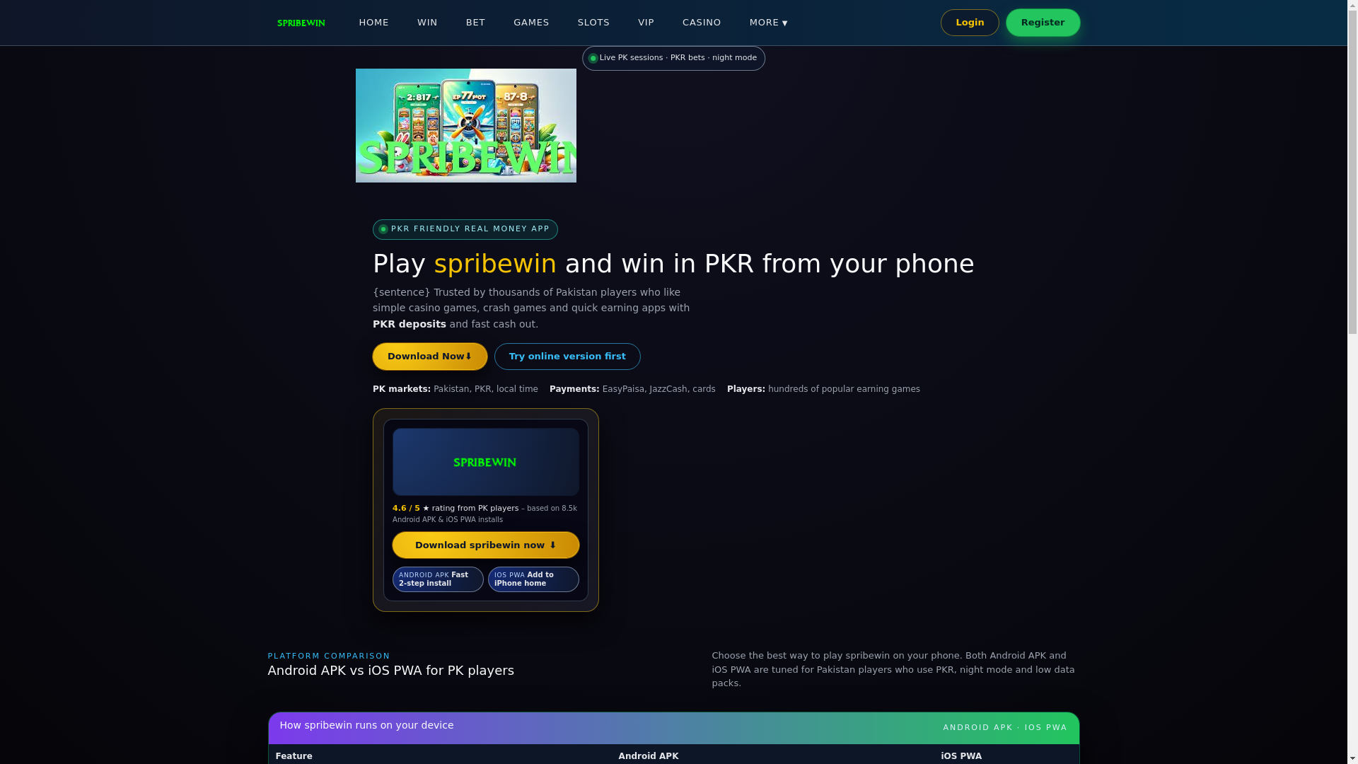 website screenshot of https://spribewin-game.com/