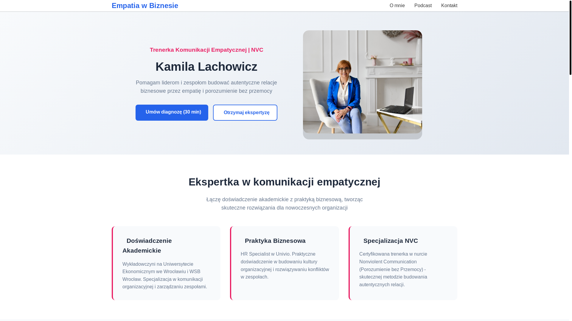 website screenshot of https://kamilalachowicz.pl/