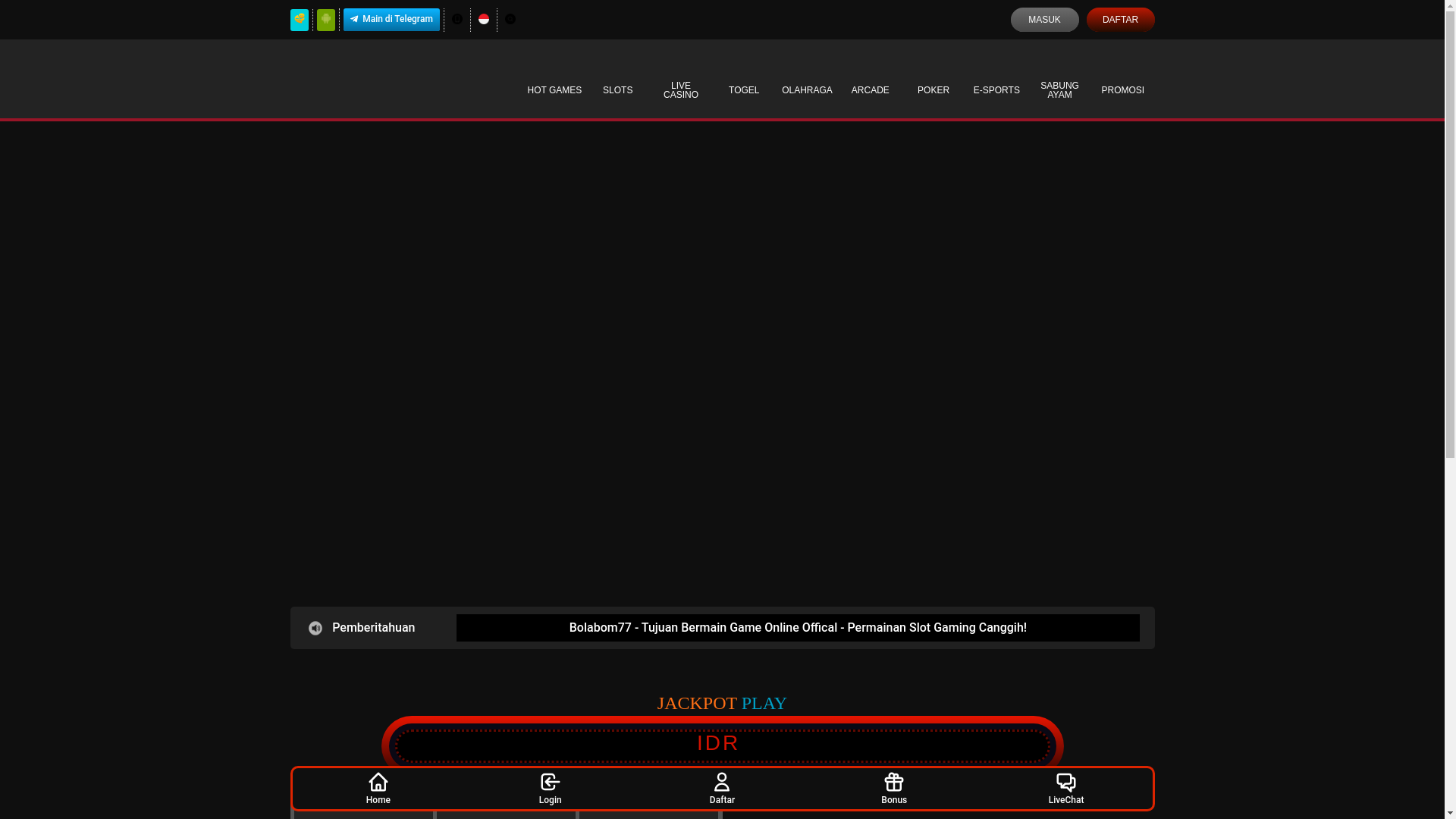 website screenshot of https://bolabom77max.com/