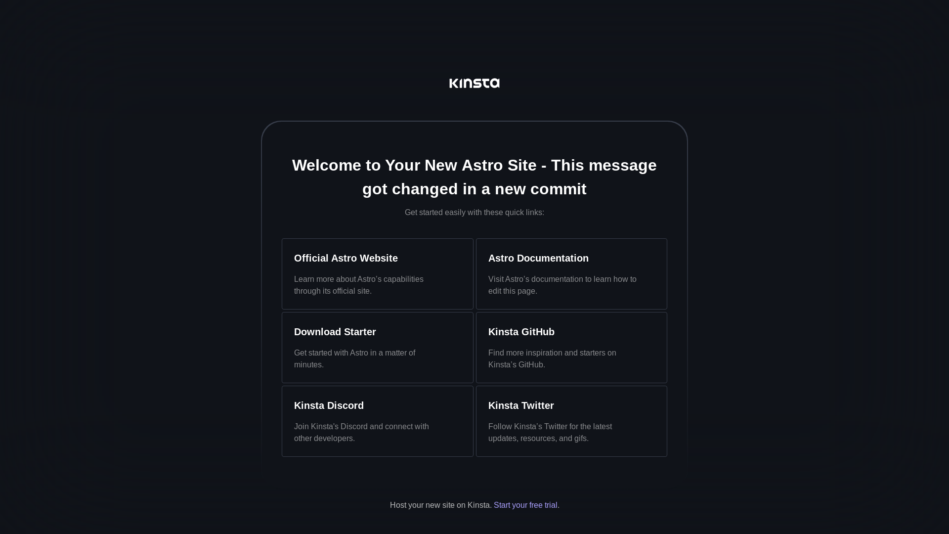 website screenshot of https://hello-world-astro-kltzz.kinstadev.page
