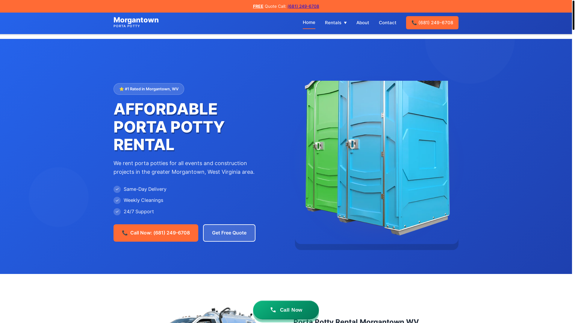 website screenshot of https://morgantownportapotty.com/