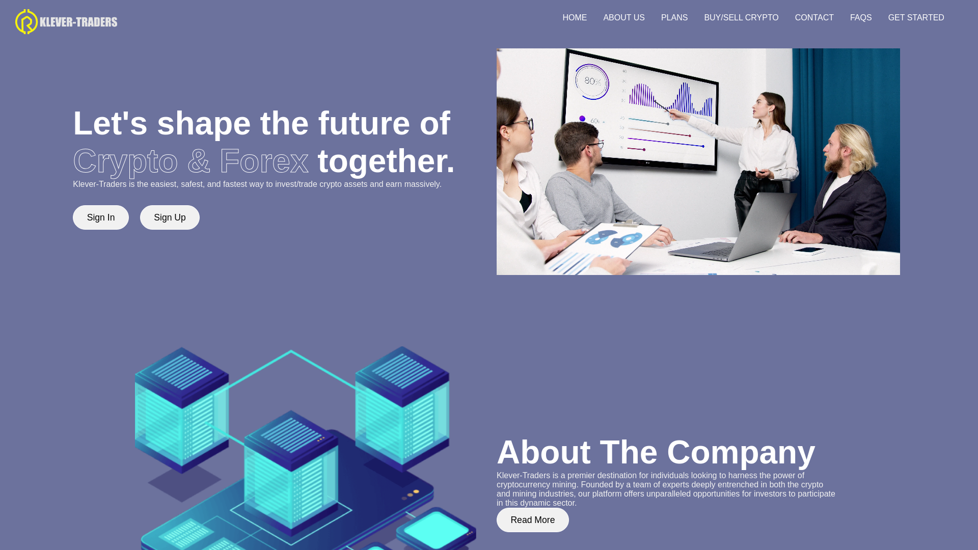 website screenshot of https://klever-traders.org/