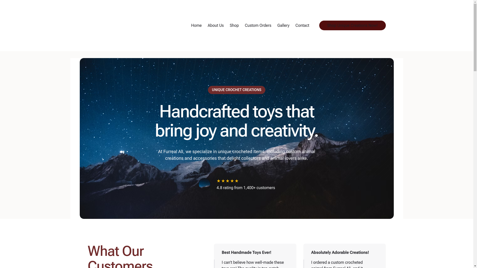 website screenshot of https://furrealali.com/