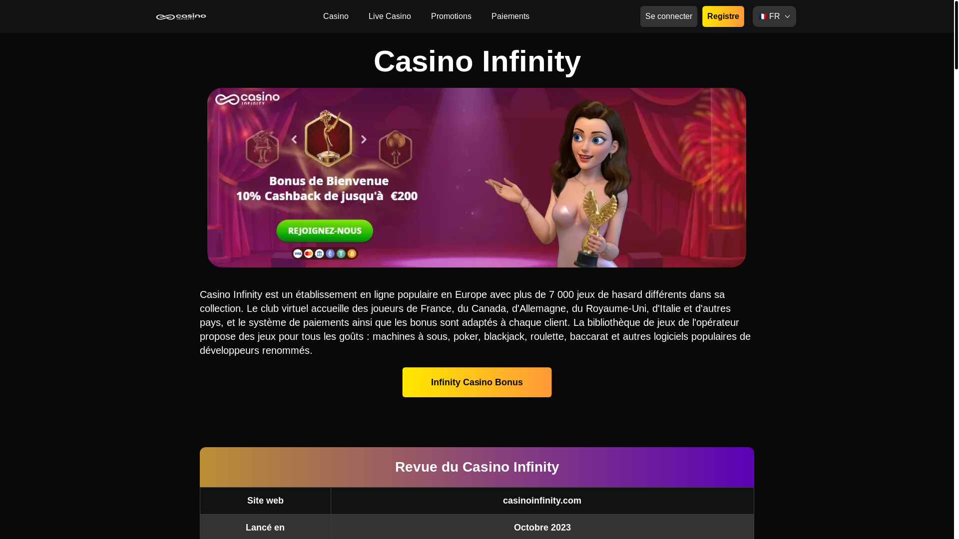 website screenshot of https://casinoinfinityofficiel-fr-1750-5gv.pages.dev/