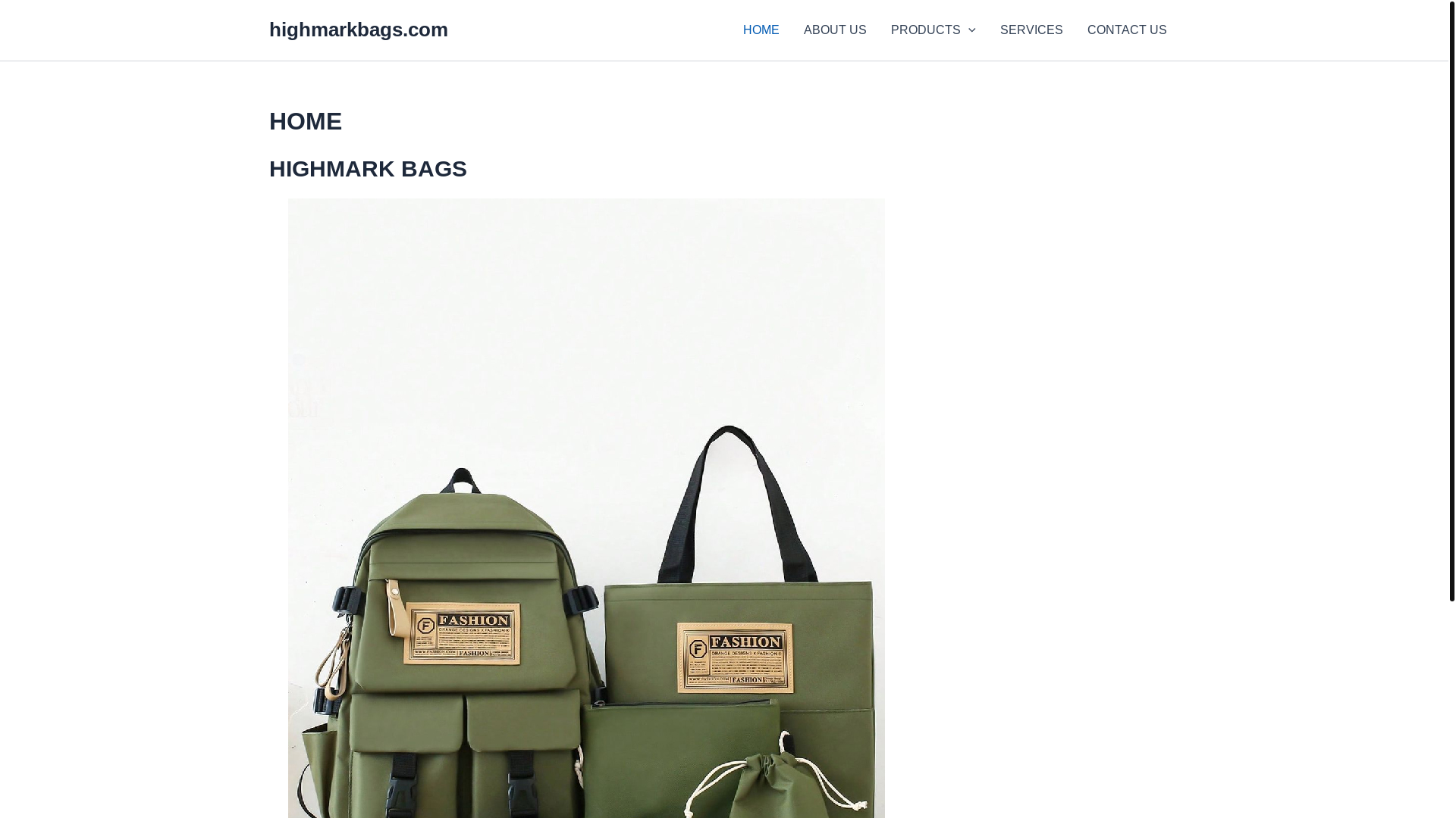 website screenshot of https://highmarkbags.com/