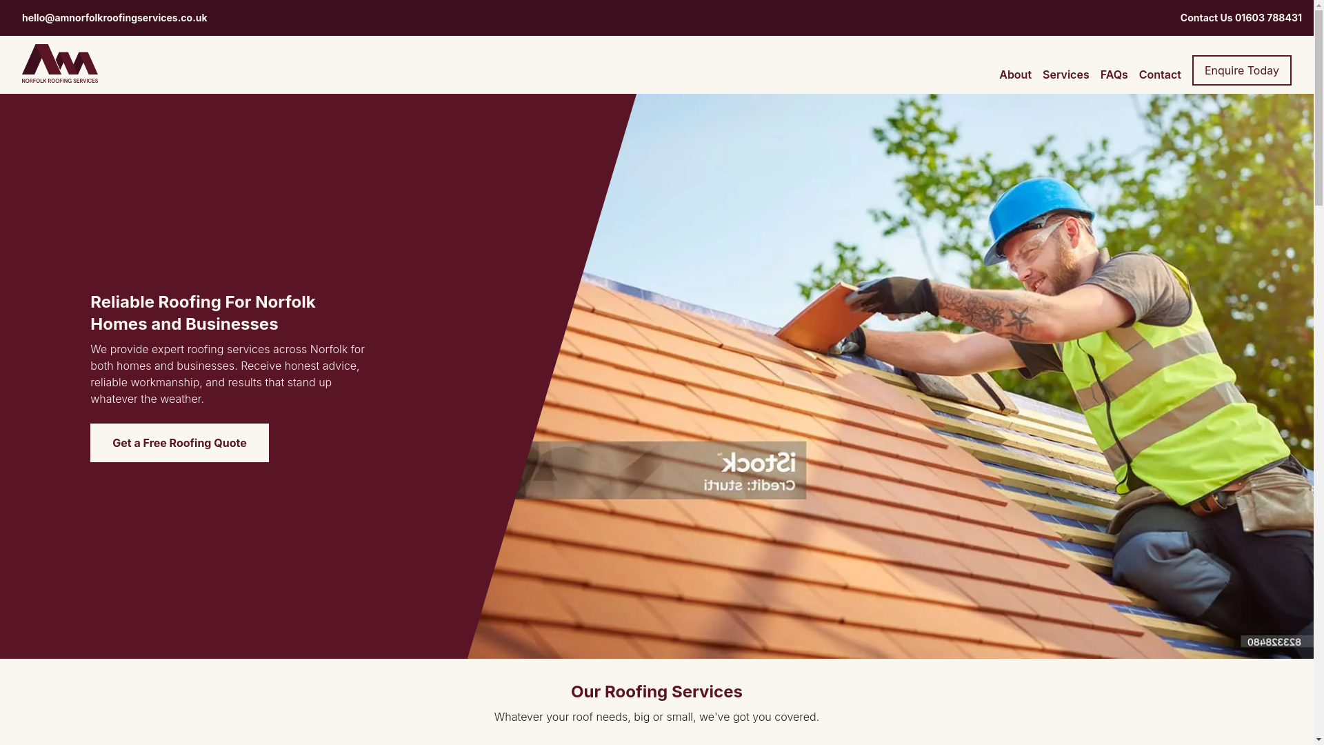 website screenshot of https://amnorfolkroofingservices.co.uk/