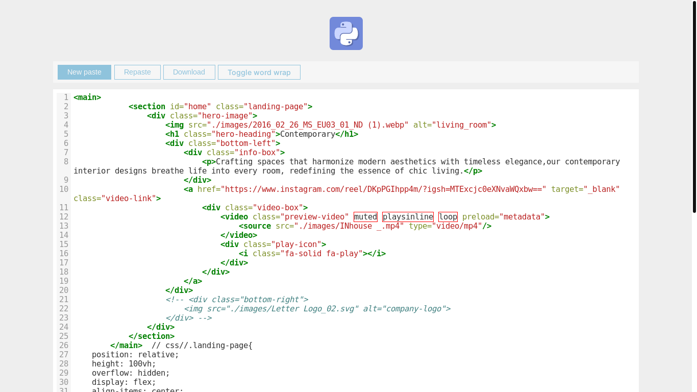 website screenshot of https://paste.pythondiscord.com/DBKA