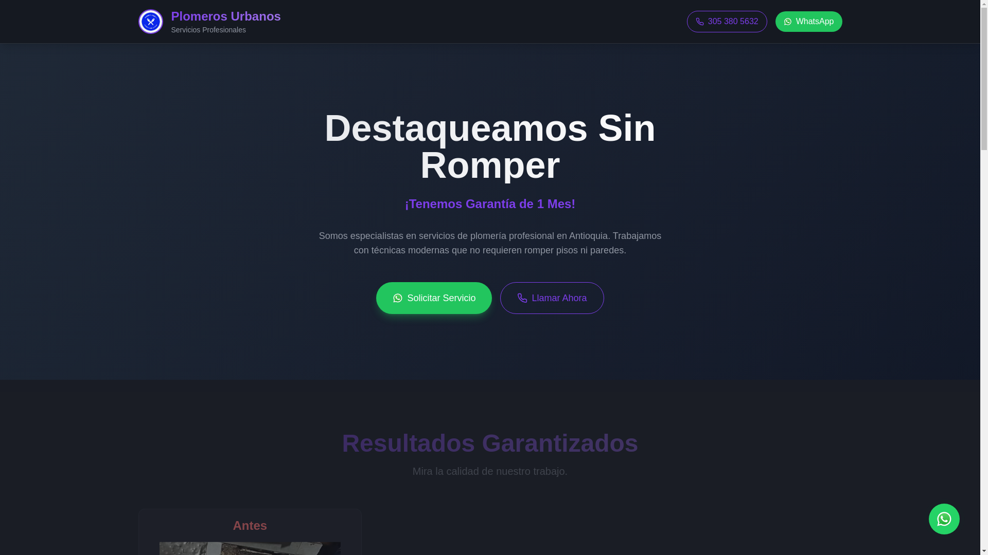 website screenshot of https://plomerosurbanos.com.co/