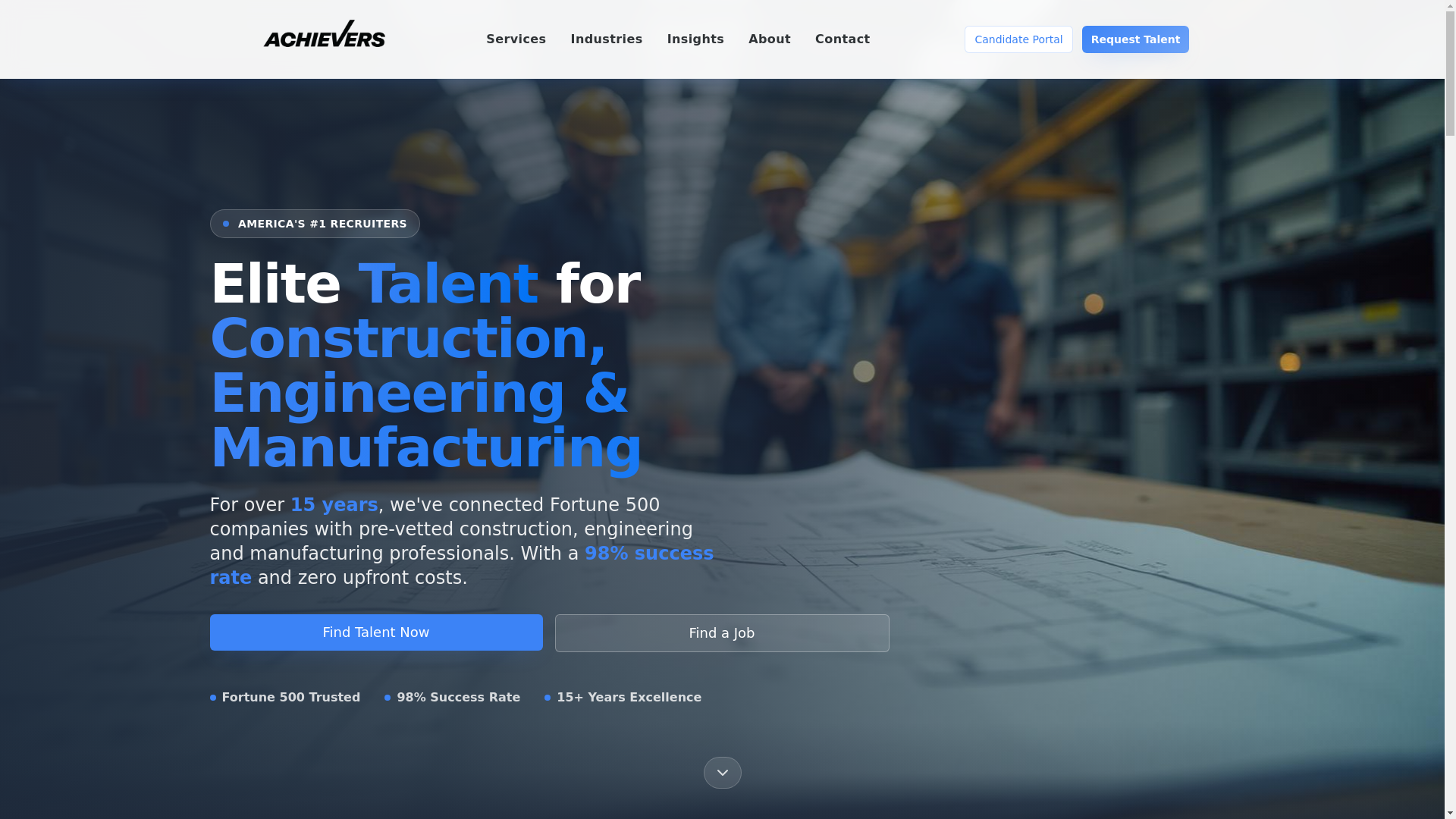 website screenshot of https://achieverjobs.us/
