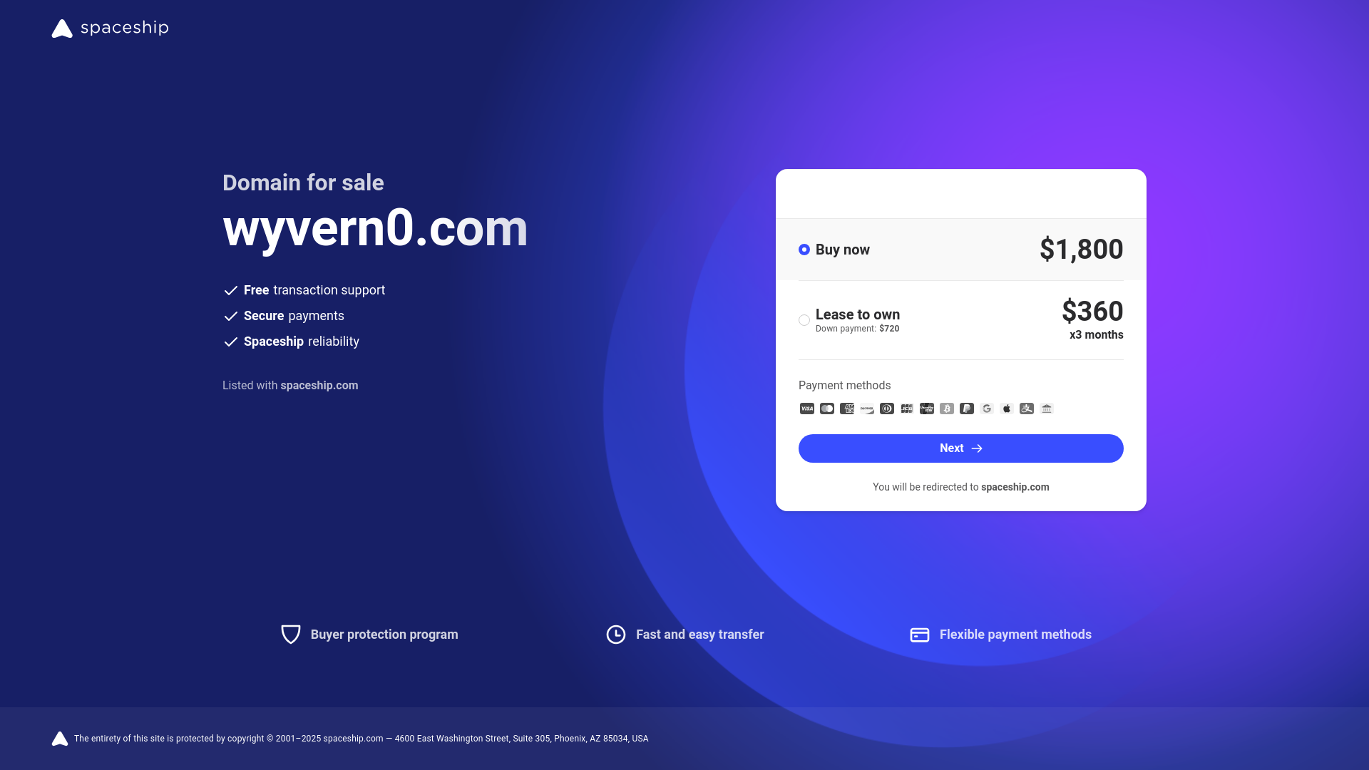 website screenshot of https://wyvern0.com/