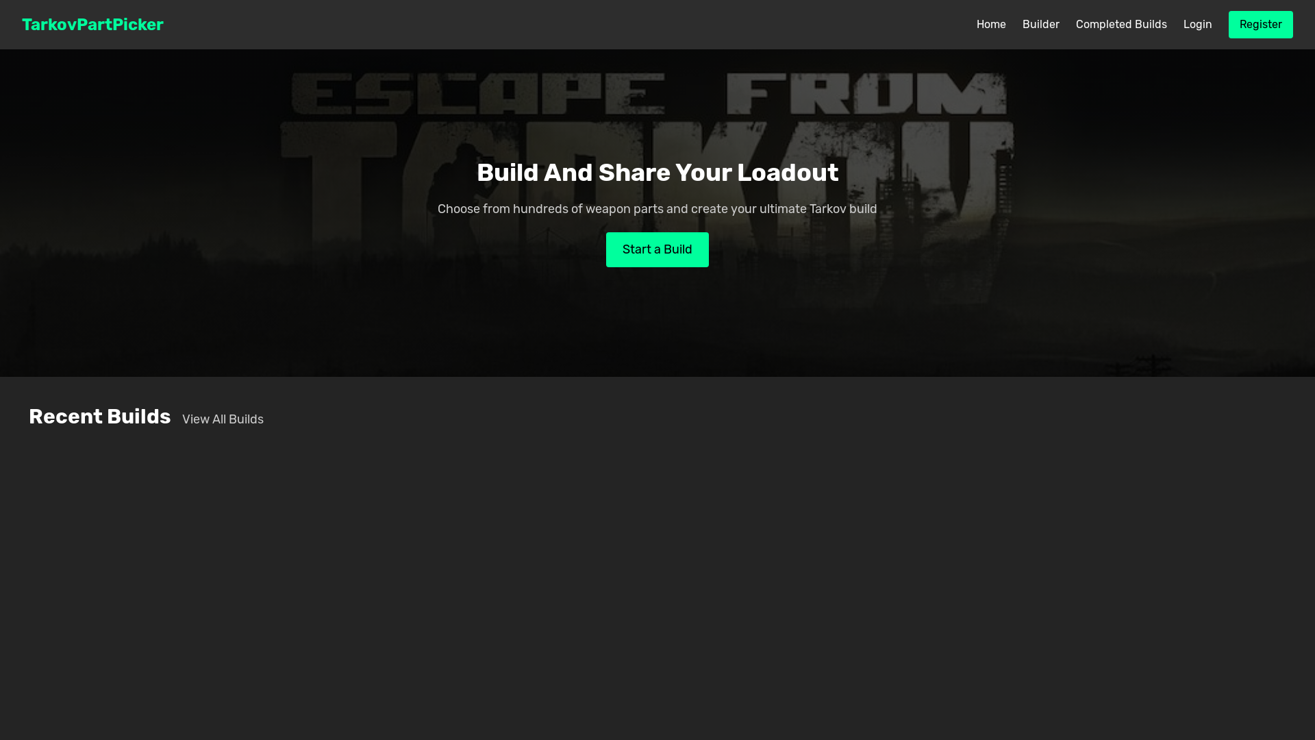 website screenshot of https://tarkovpartpicker.com/