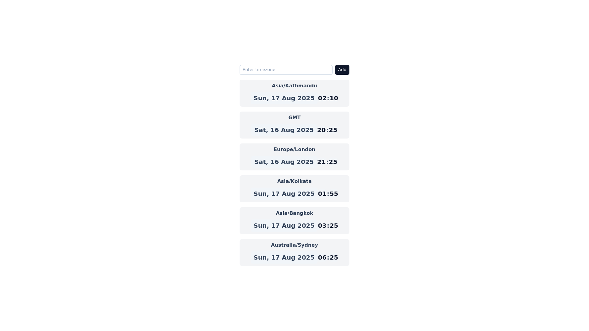 website screenshot of https://clocktz.pages.dev/