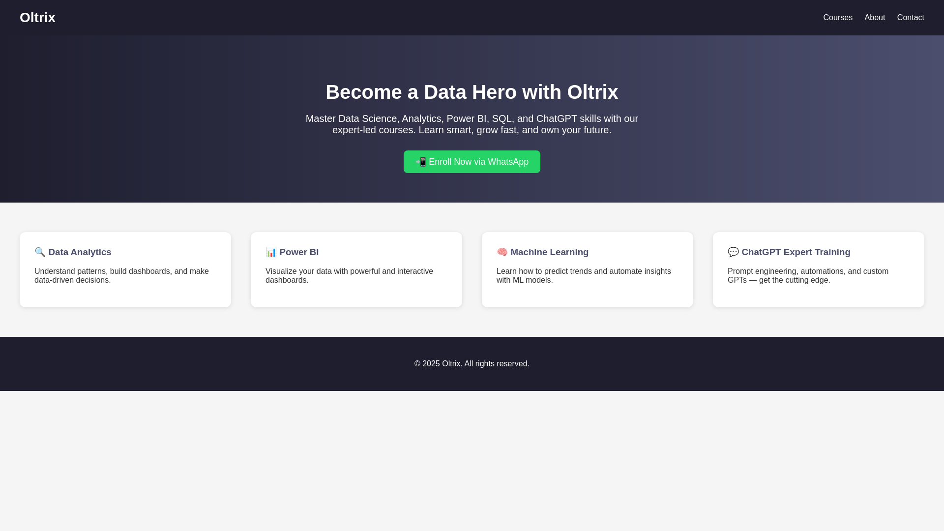 website screenshot of https://oltrix-landing.pages.dev/