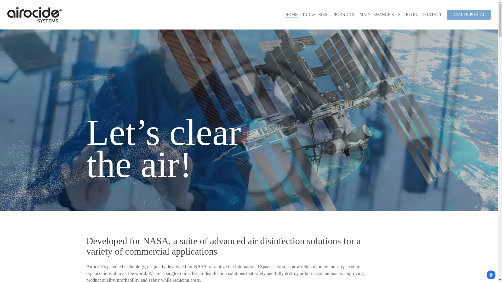 website screenshot of https://getairocidesystems.com/