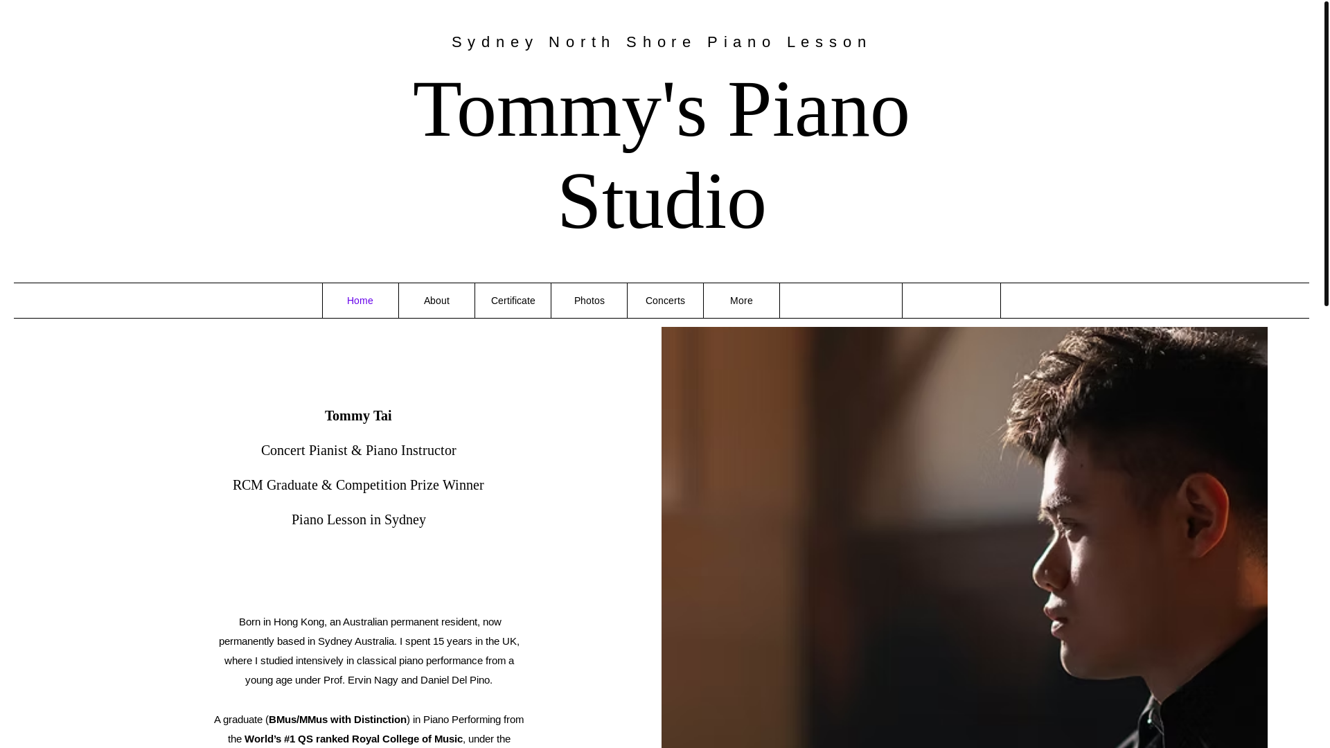 website screenshot of https://tommytaimusicschool.com/