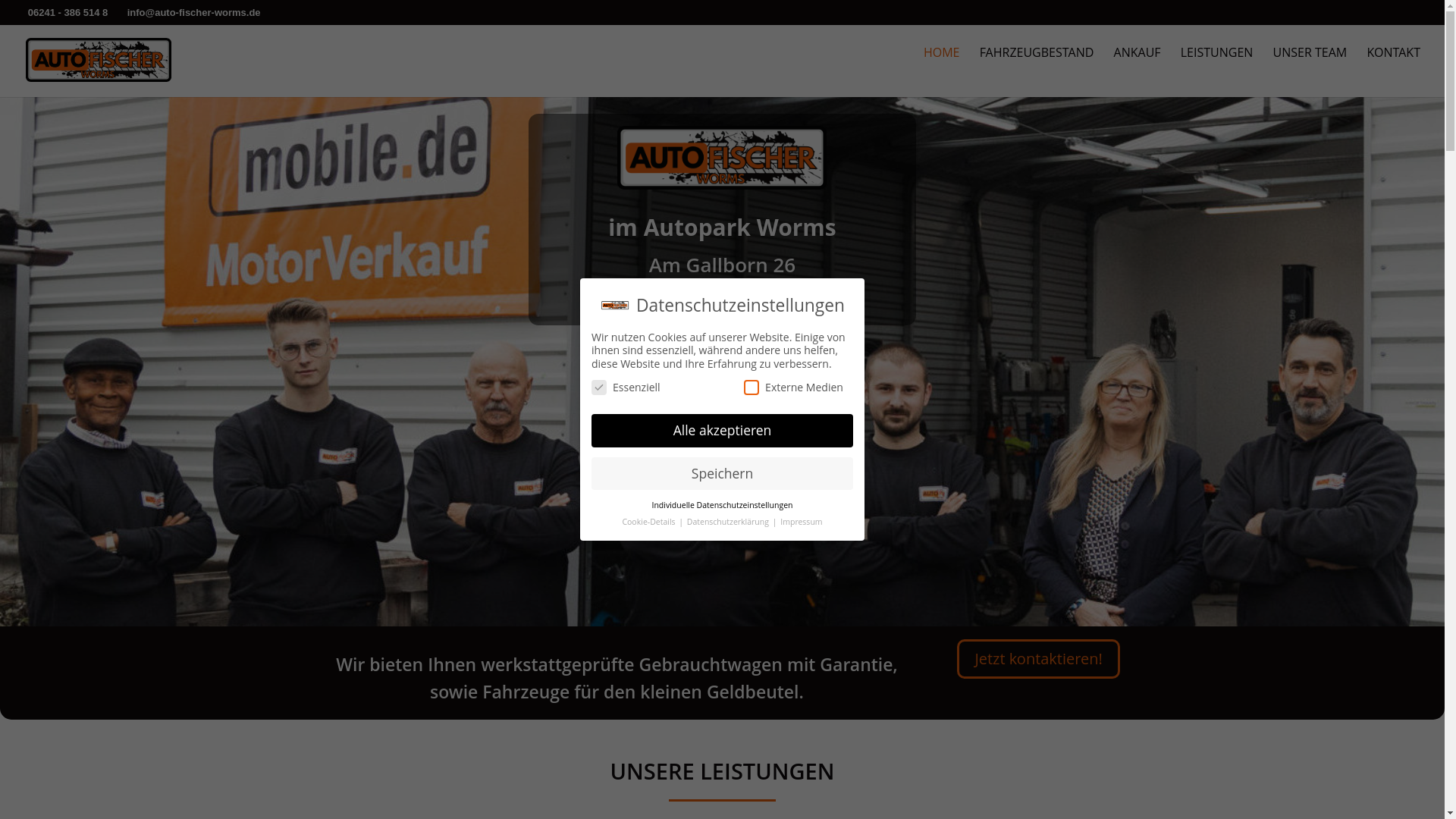 website screenshot of https://autofischerworms.de/