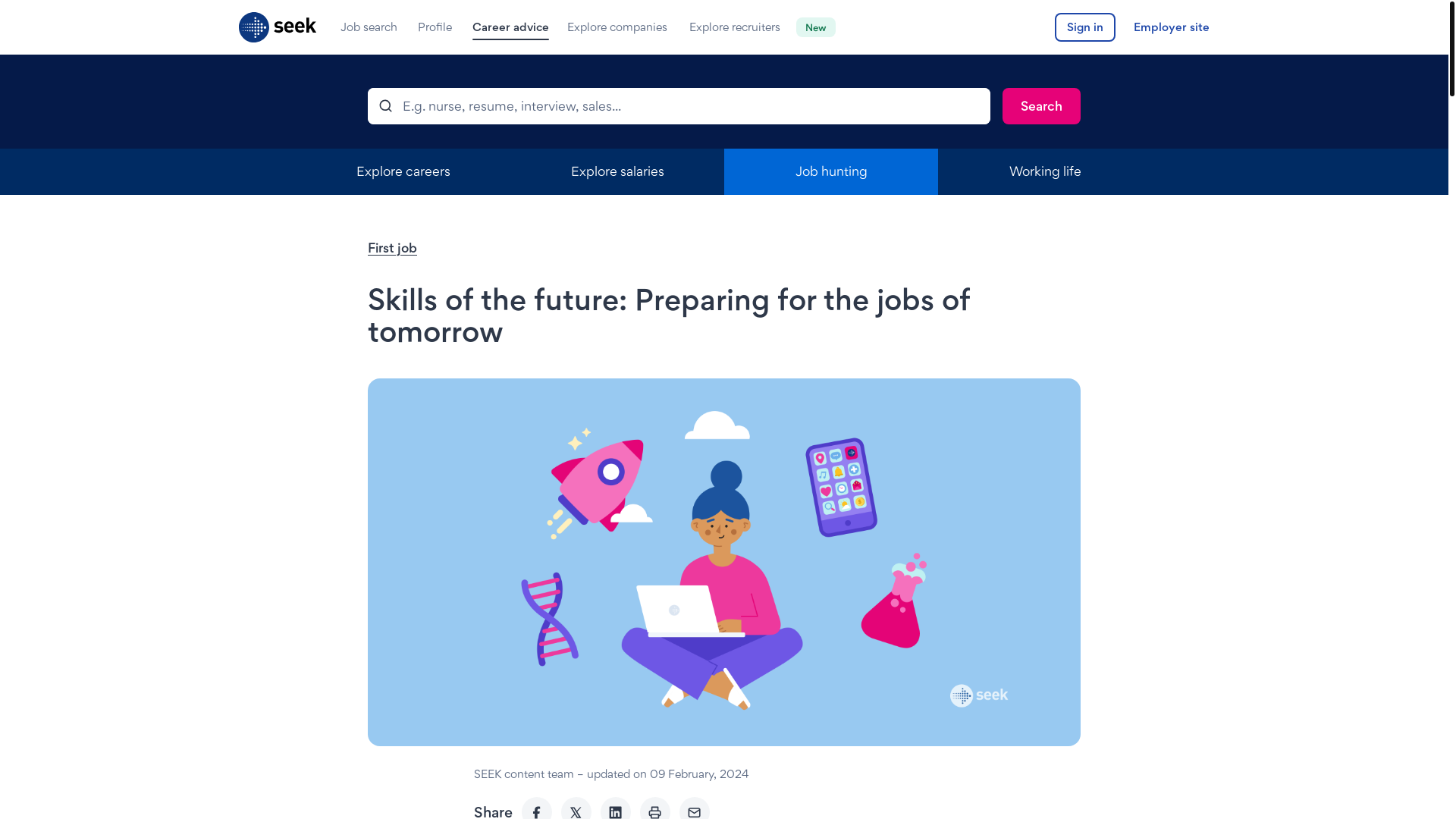 website screenshot of https://seeklearning.com.au