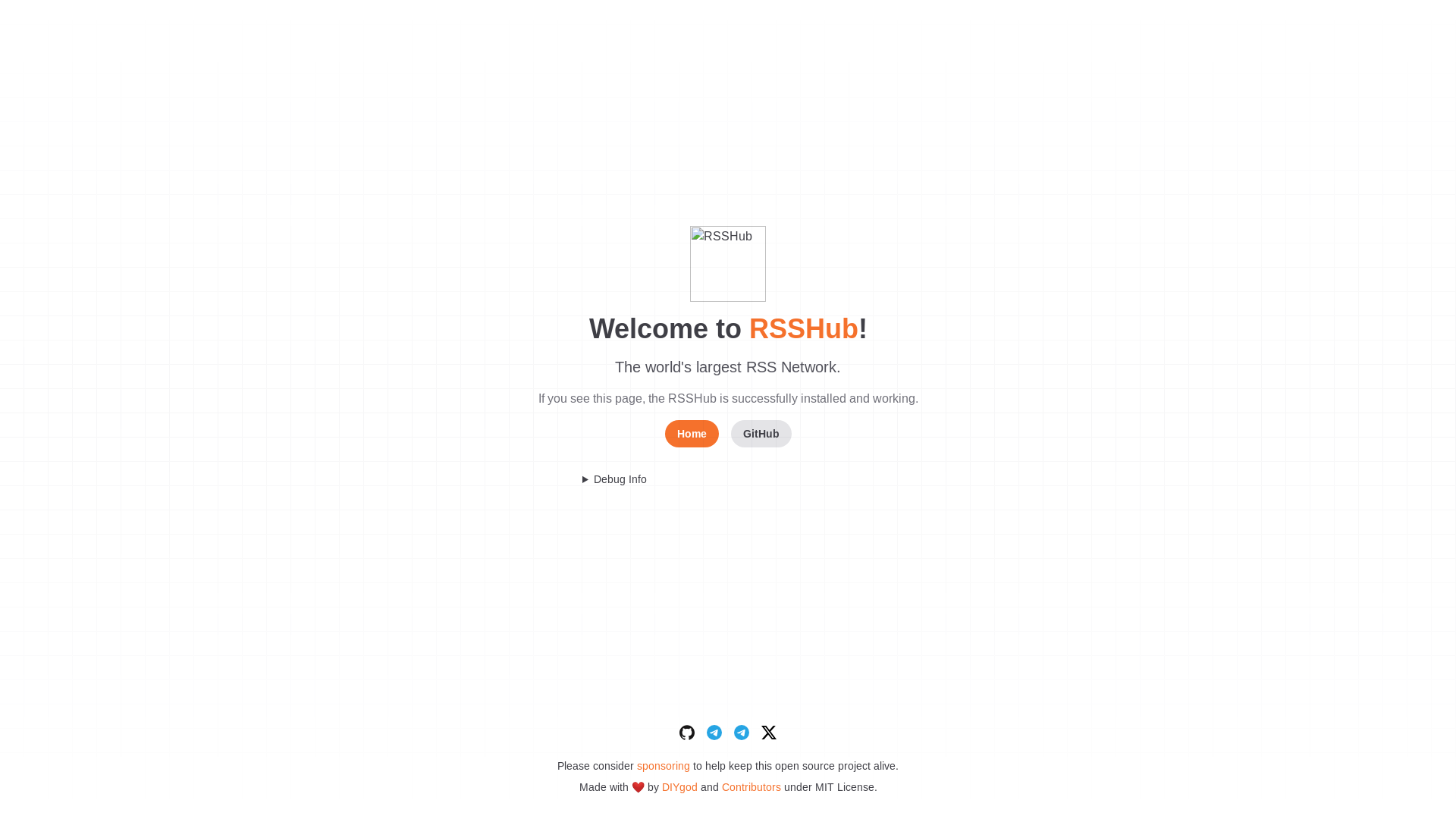 website screenshot of https://rsshub.app