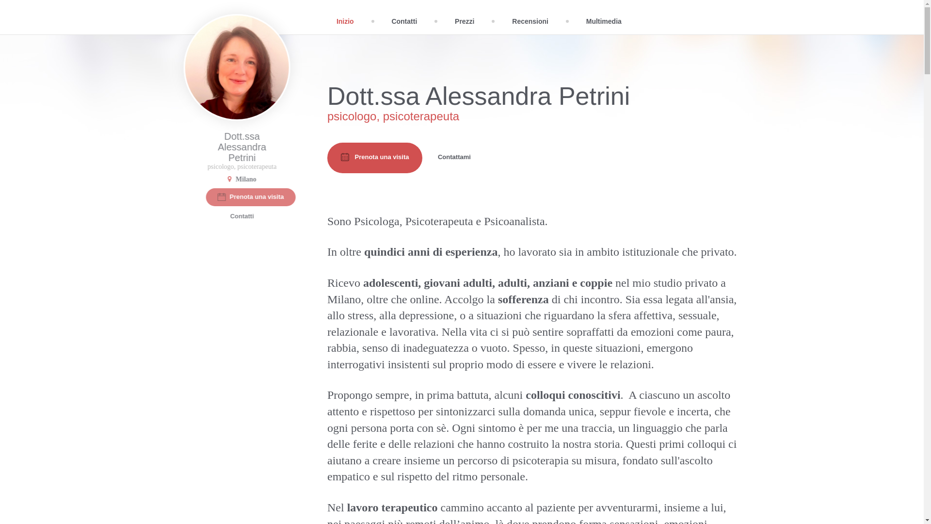 website screenshot of https://alessandrapetrinipsicoterapeuta.com/