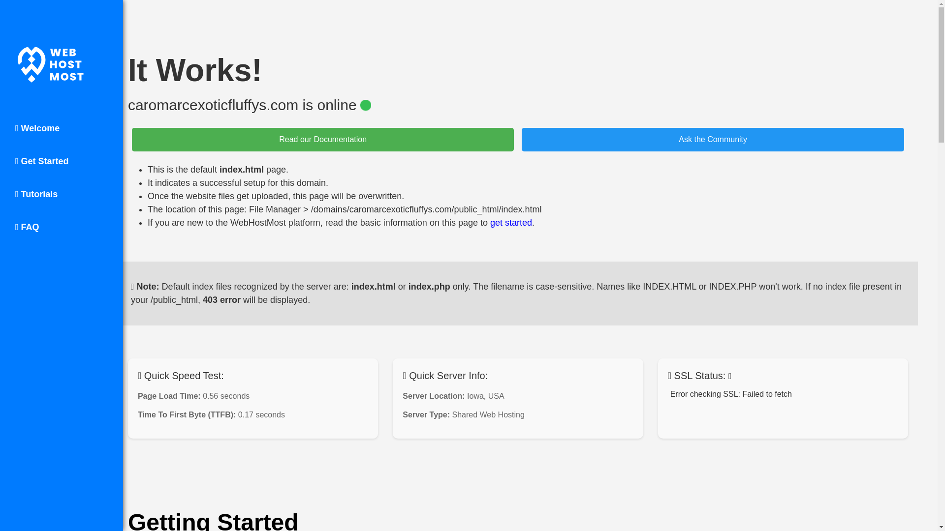 website screenshot of https://caromarcexoticfluffys.com/