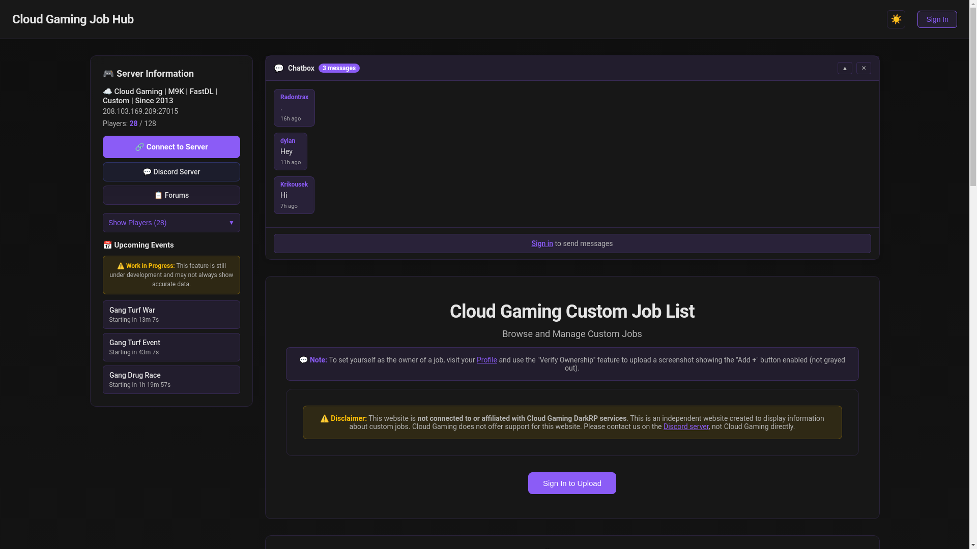 website screenshot of https://cloudgamingjobs.net/