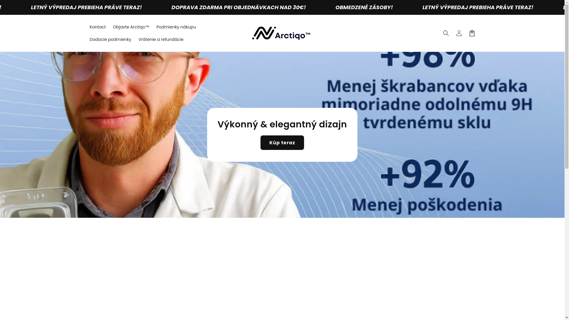 website screenshot of https://arctiqo.sk/