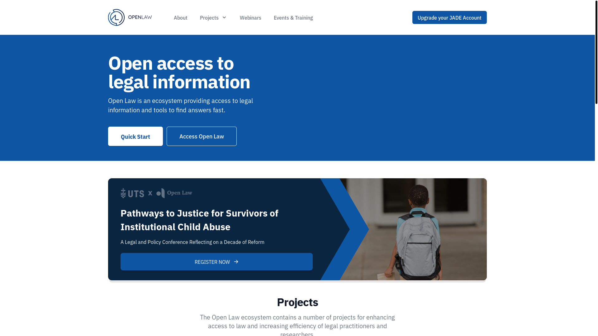 website screenshot of https://openlaw.com.au