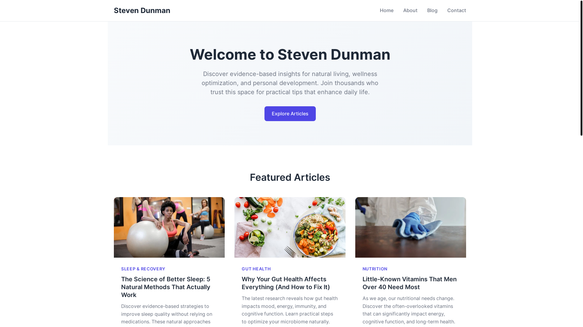 website screenshot of https://stevendunman.co/