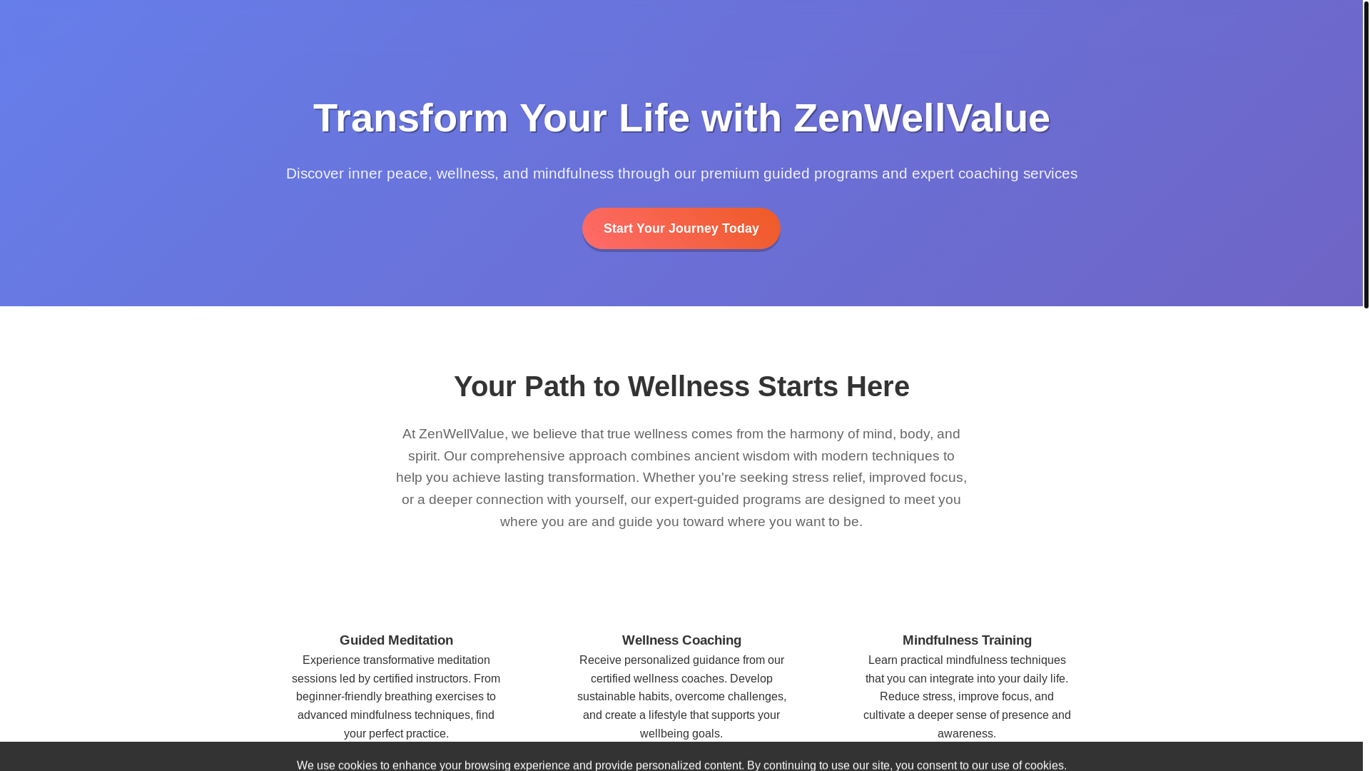 website screenshot of https://zenwellvalue.vip/