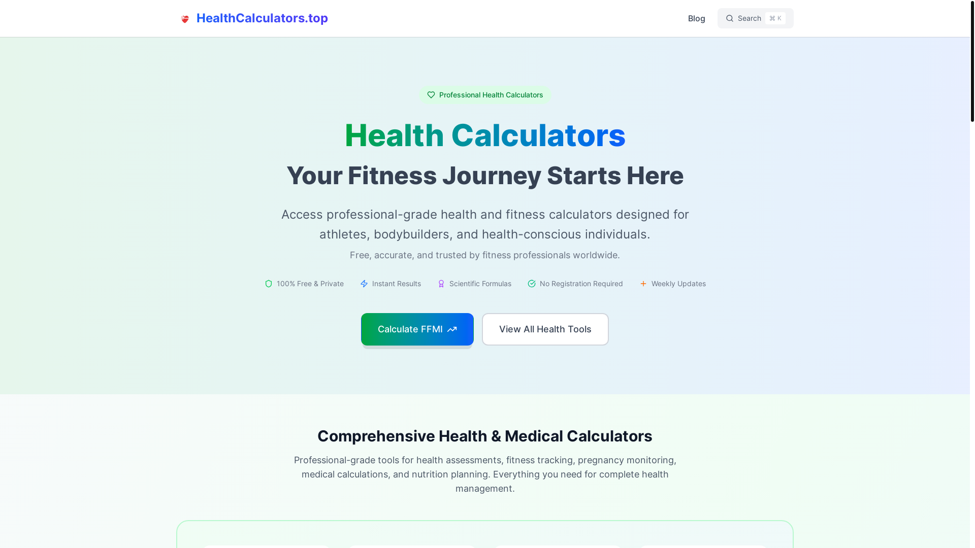 website screenshot of https://health-calculator-cdf.pages.dev/