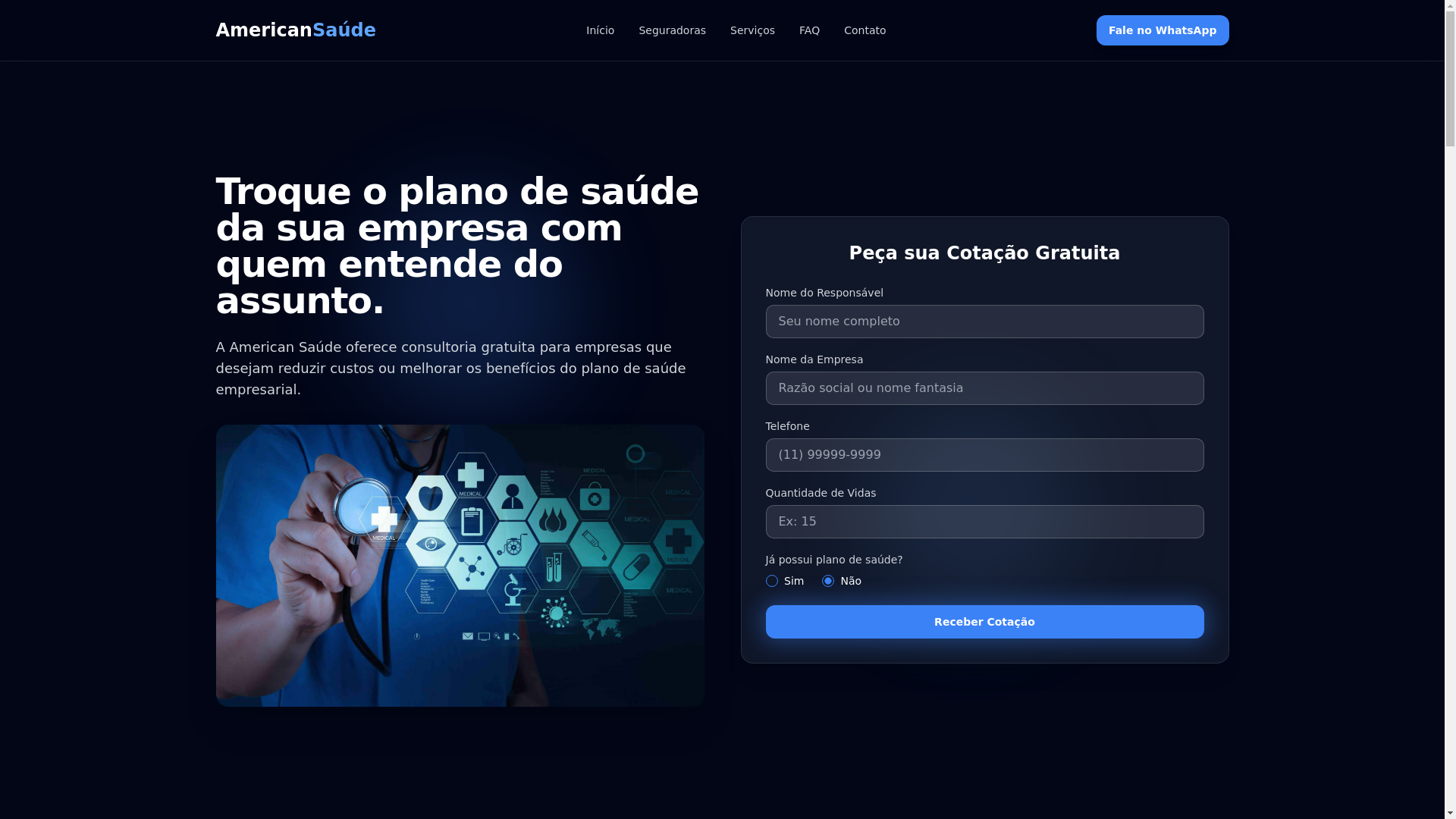 website screenshot of https://planosamericansaude.com.br/