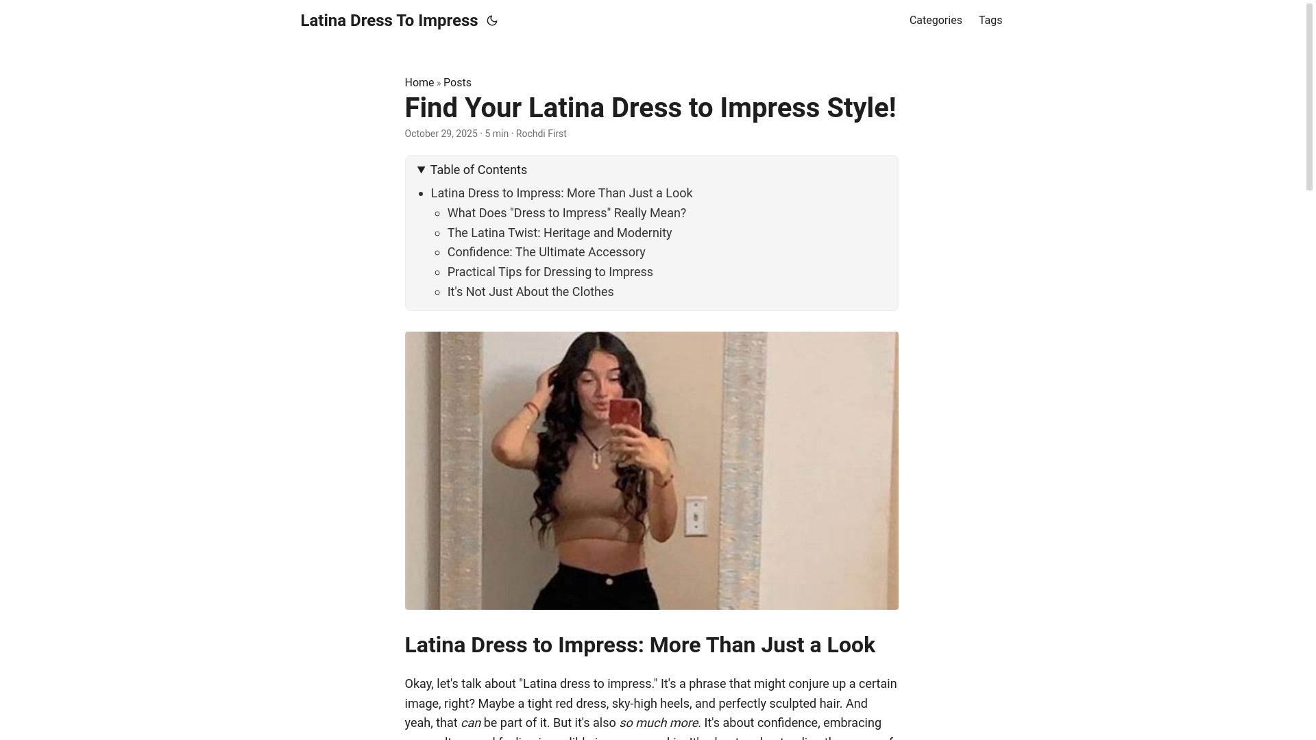 website screenshot of https://latina-dress-to-impress.pages.dev/