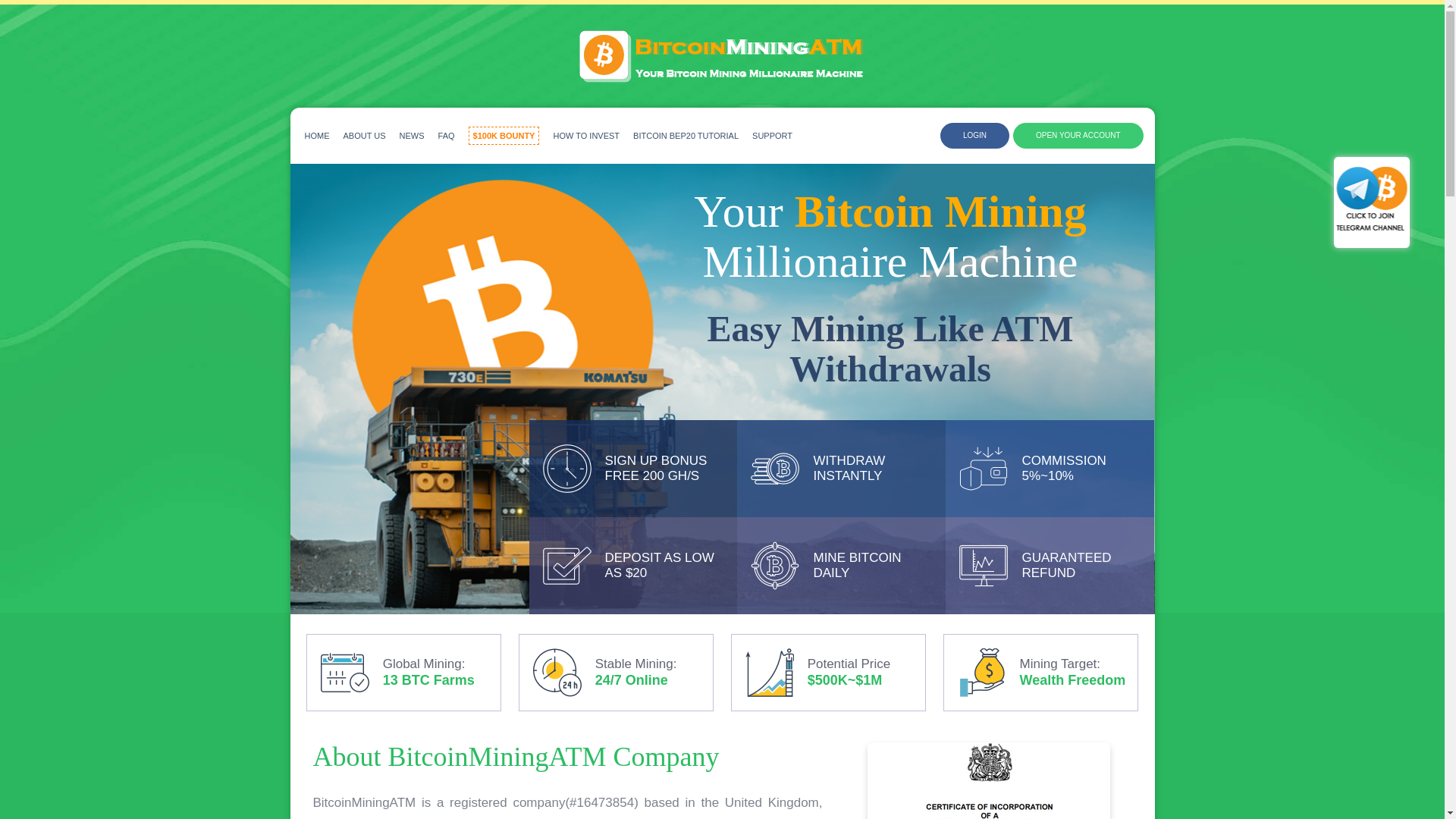website screenshot of https://bitcoinminingatm.com/?a=logout