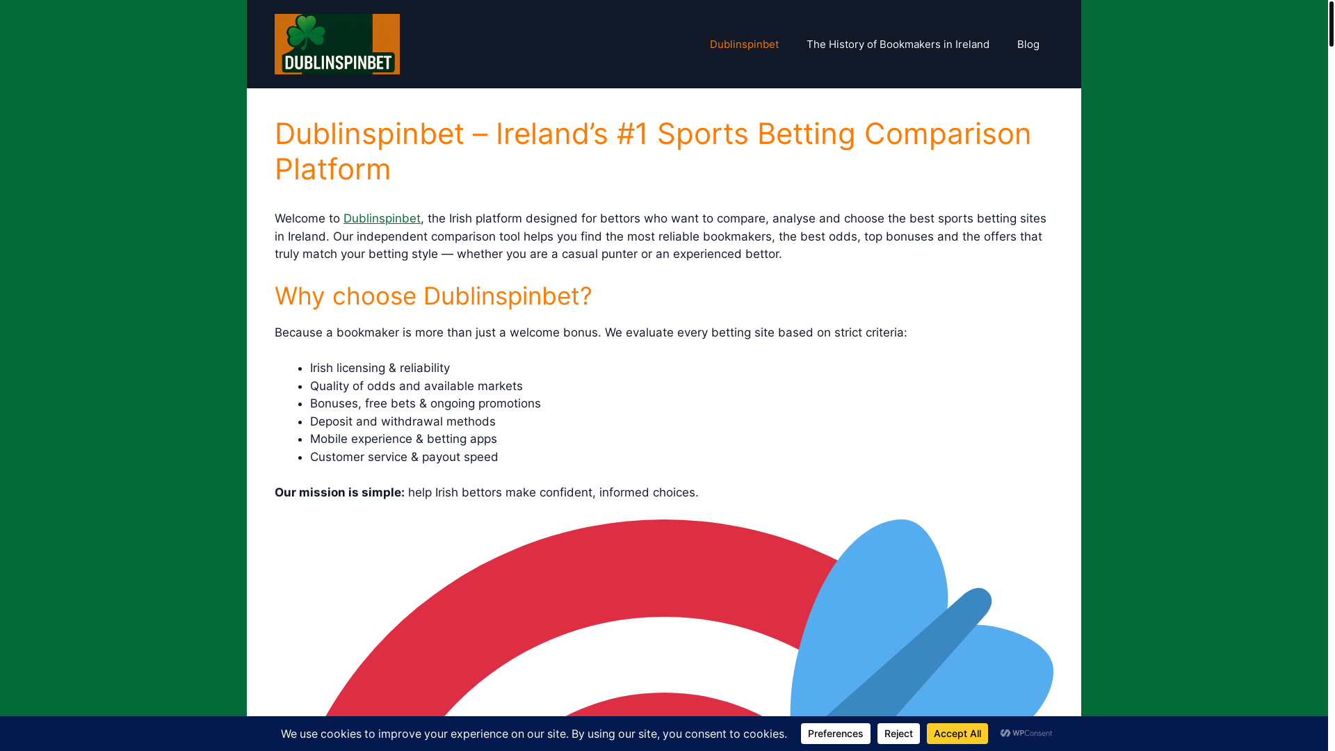 website screenshot of https://dublinspinbet.com/