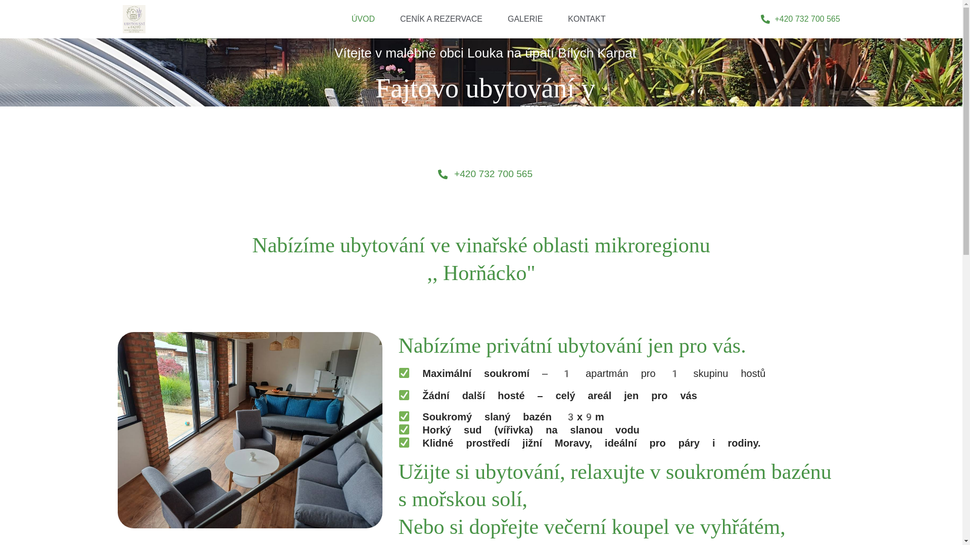 website screenshot of https://fajtovo-ubytovanivsoukromi.cz/