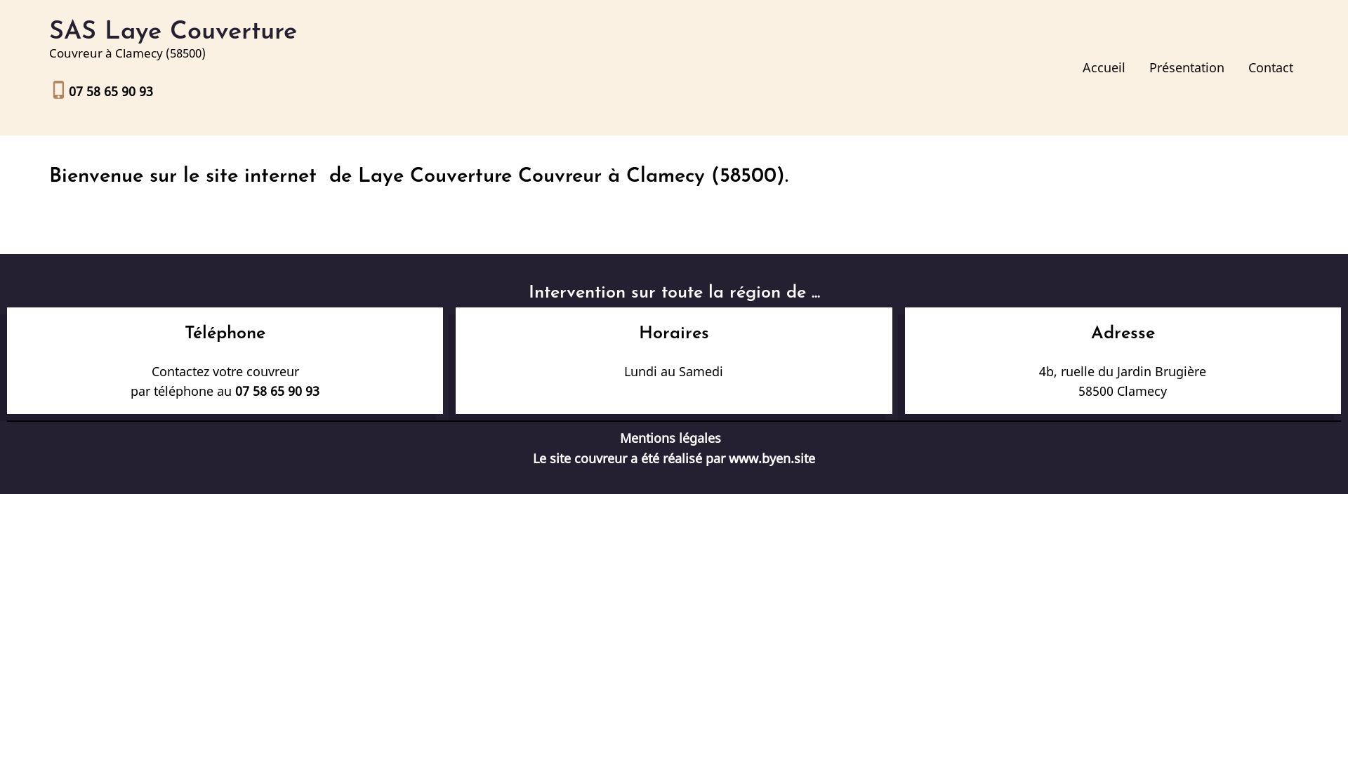 website screenshot of https://sas-laye-couverture.fr/