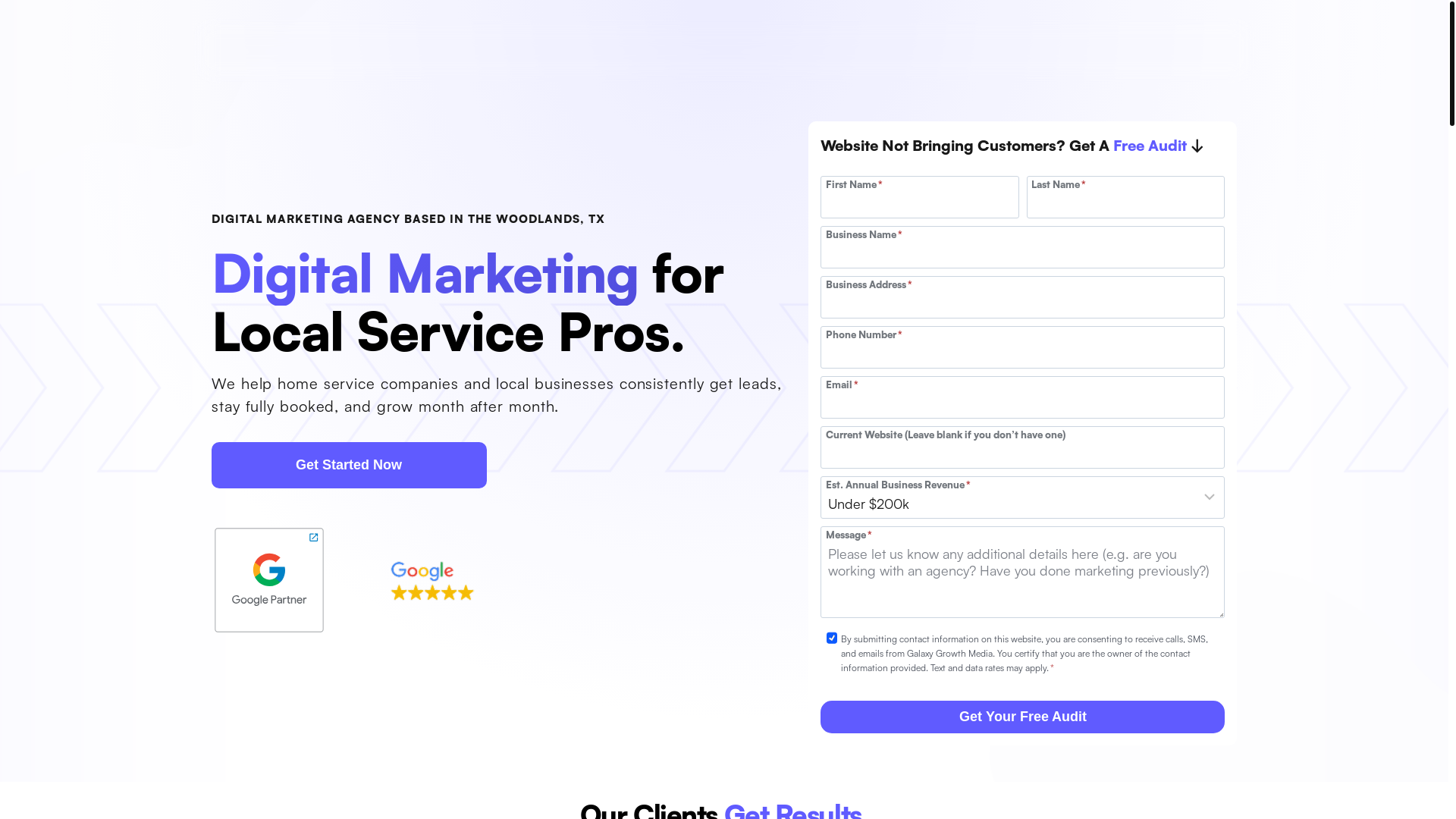 website screenshot of https://allgalaxygrowthmedia.com/