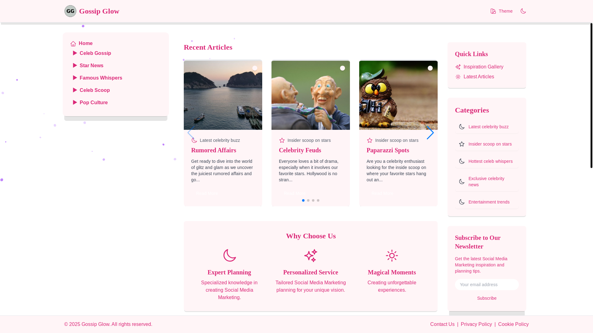 website screenshot of https://gossipilluminated.live/