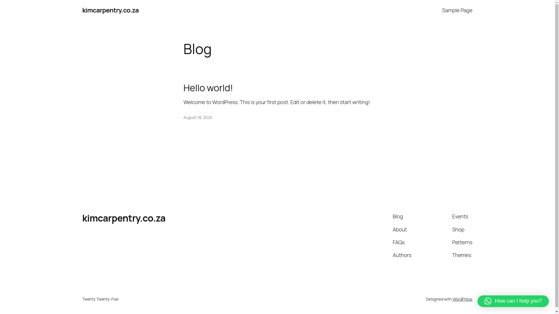 website screenshot of https://kimcarpentry.co.za/