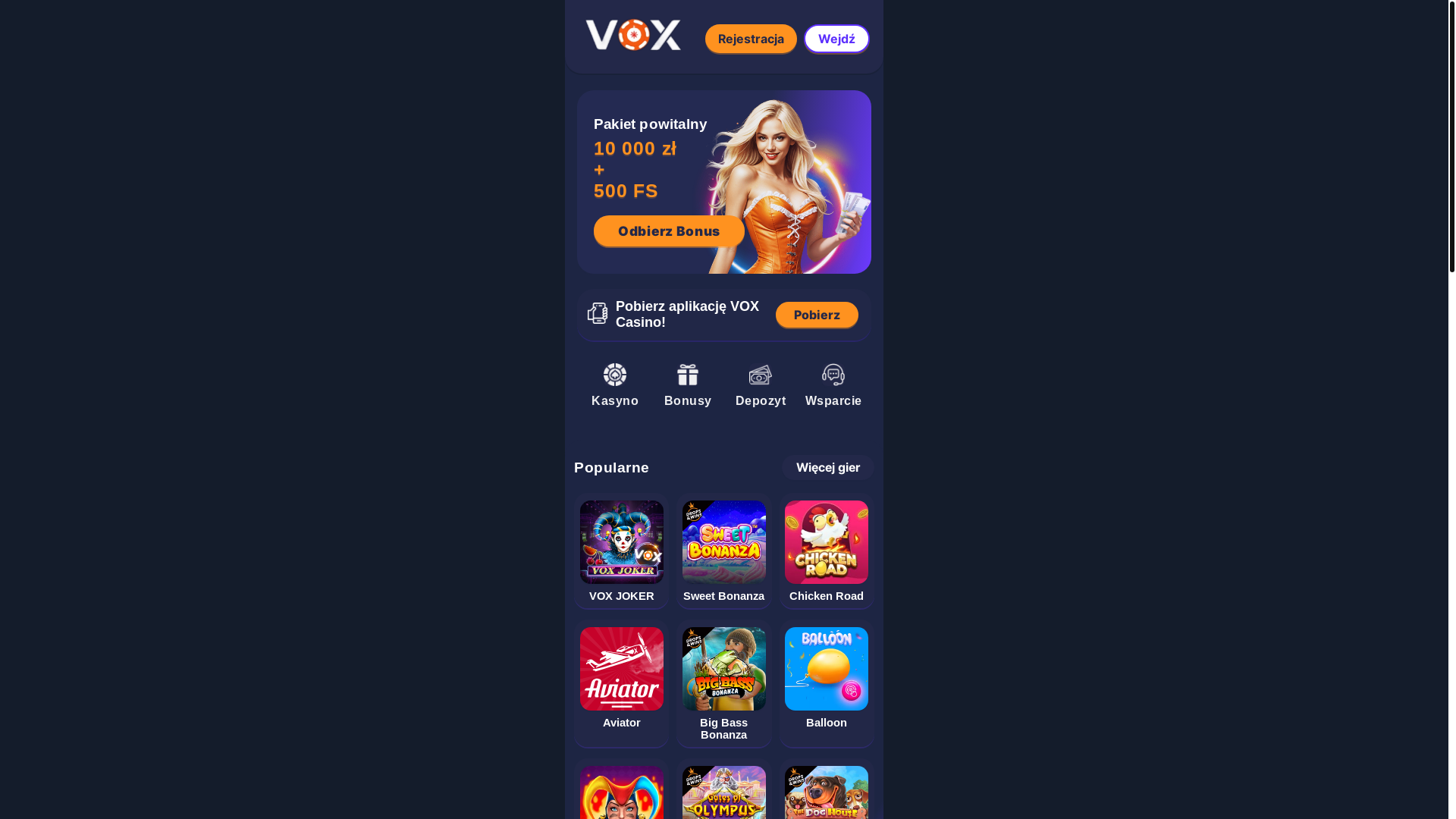 website screenshot of https://voxcasino-pl.click/