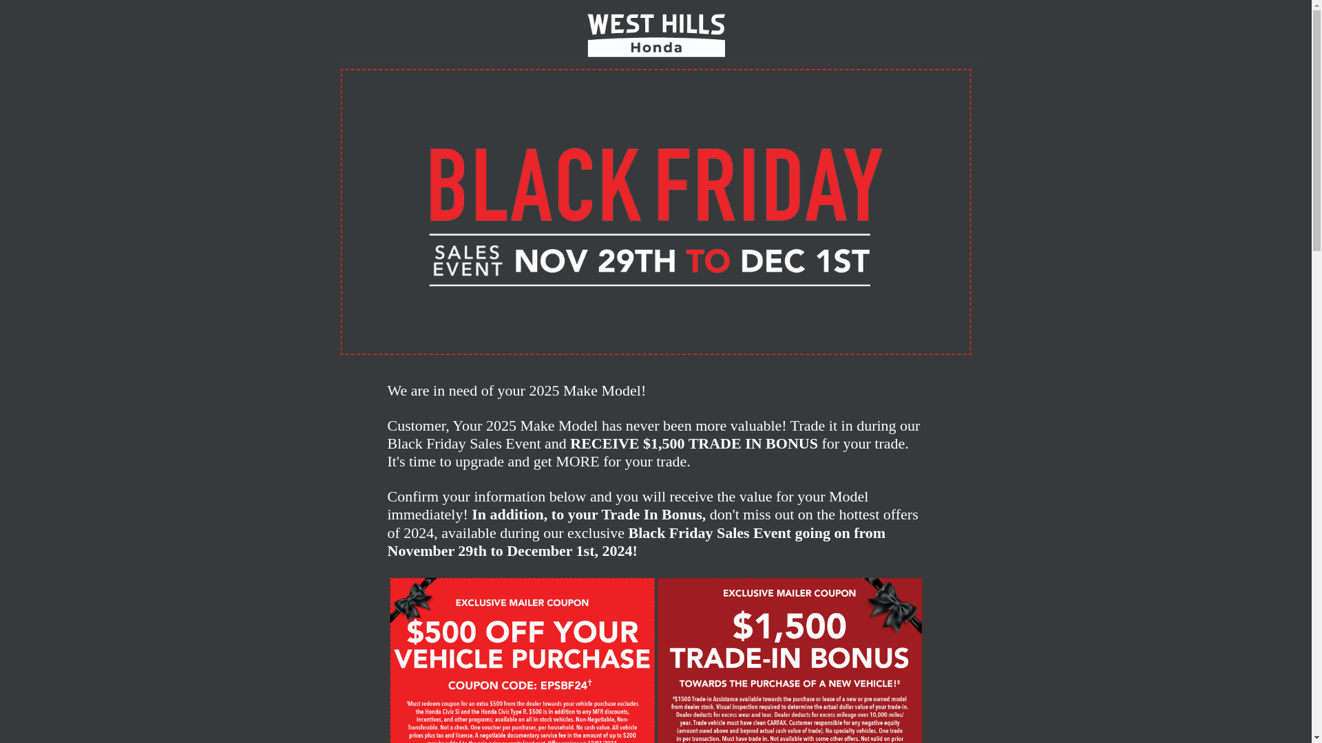 website screenshot of https://westhillshondablackfriday.com/