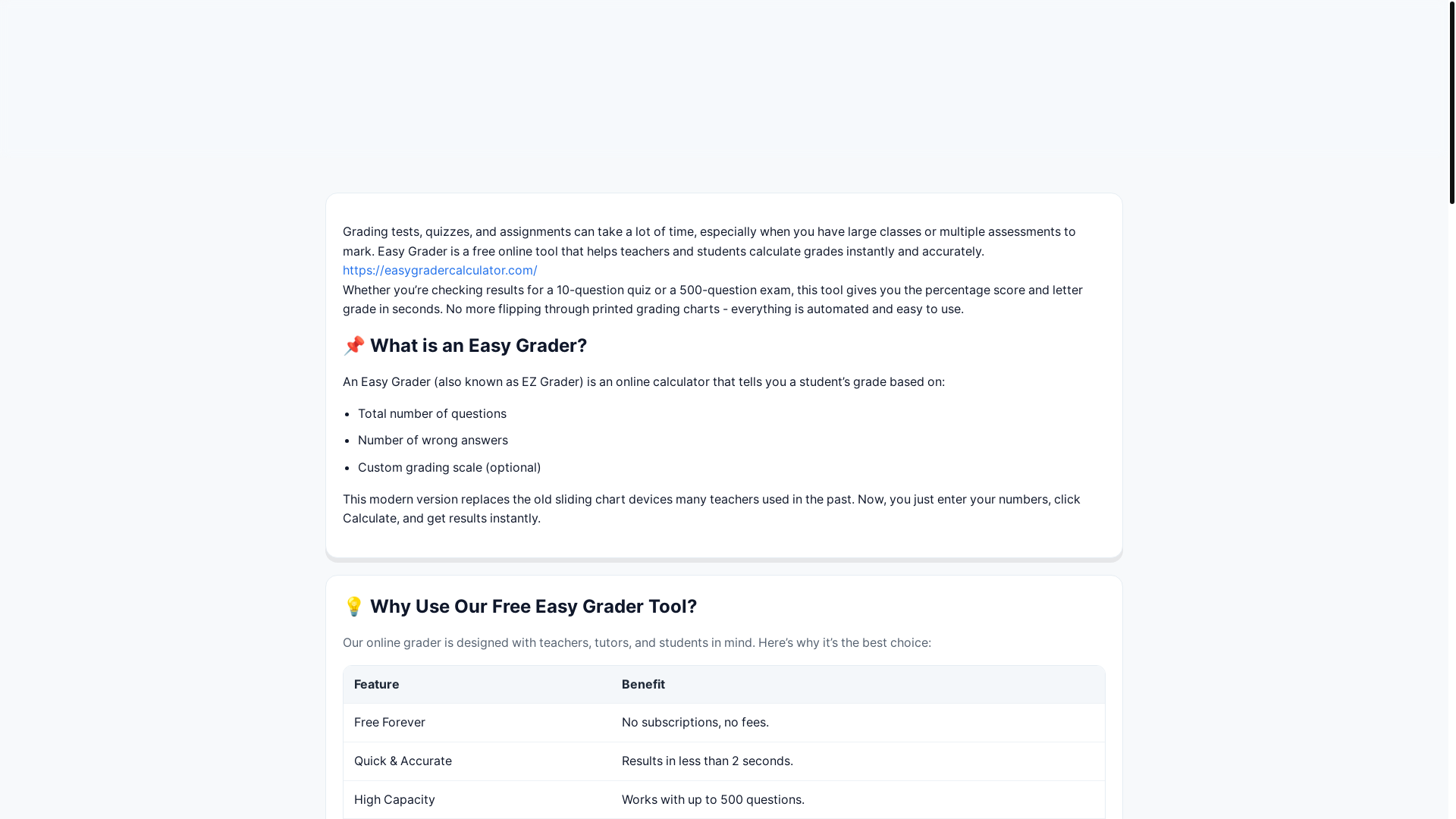 website screenshot of https://easygradercalculator.pages.dev/